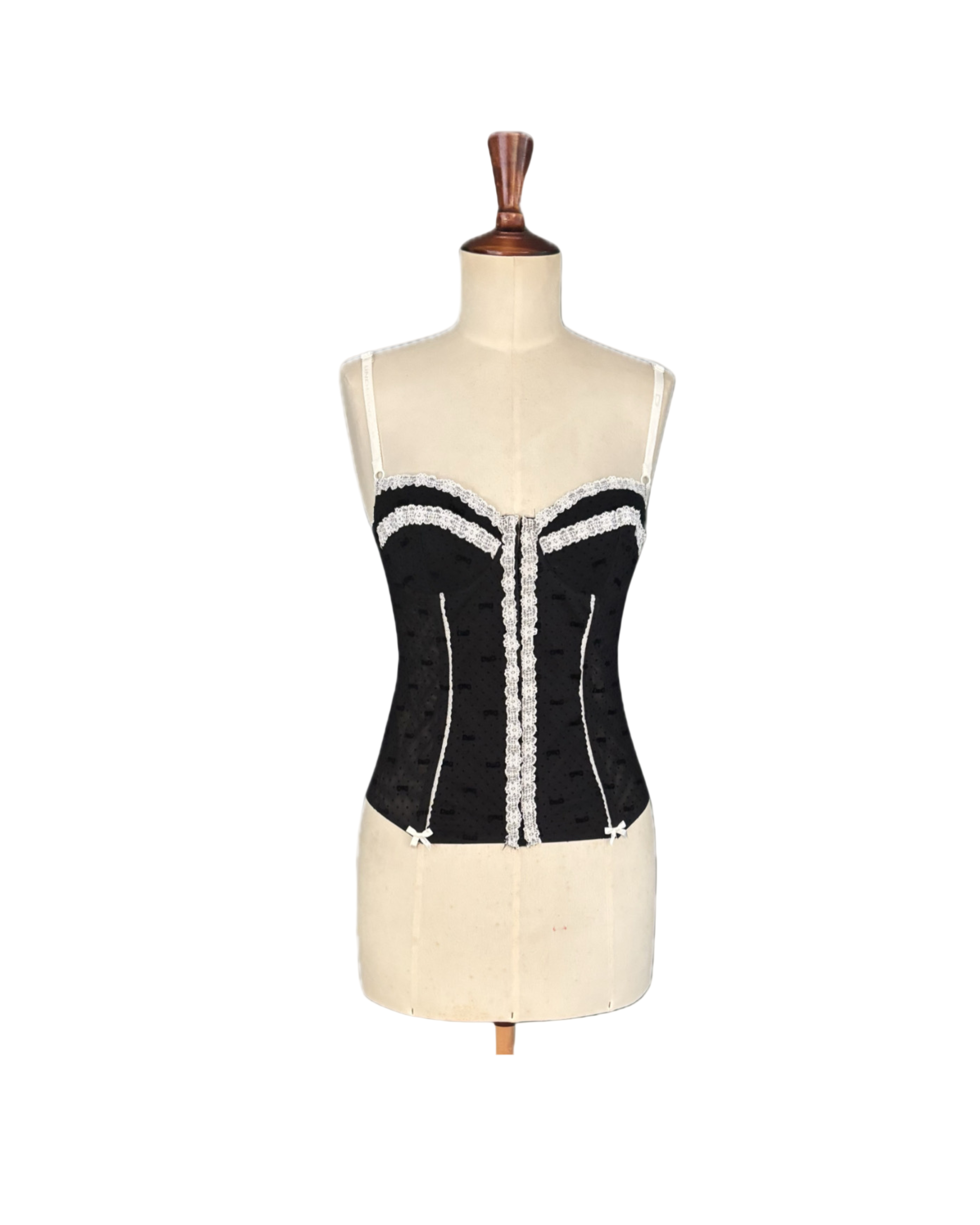 Dolce & Gabbana Black & White Stretch Corset Top – Size FR 42 / EU L