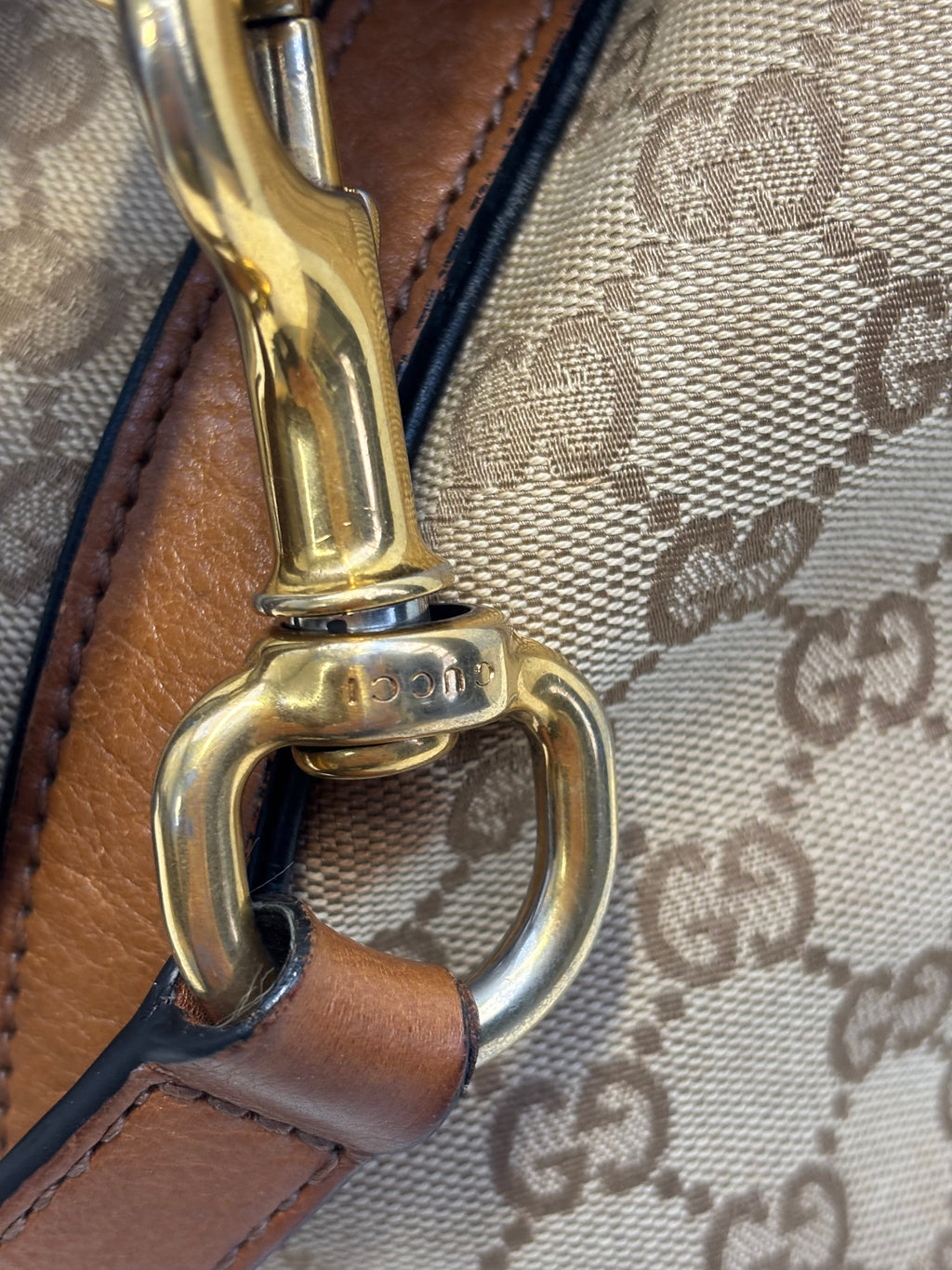 Gucci Sherry Line Handbag Brown Canvas