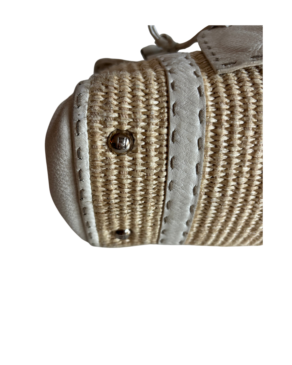 Fendi Selleria Raffia Vintage Beige   Handbag