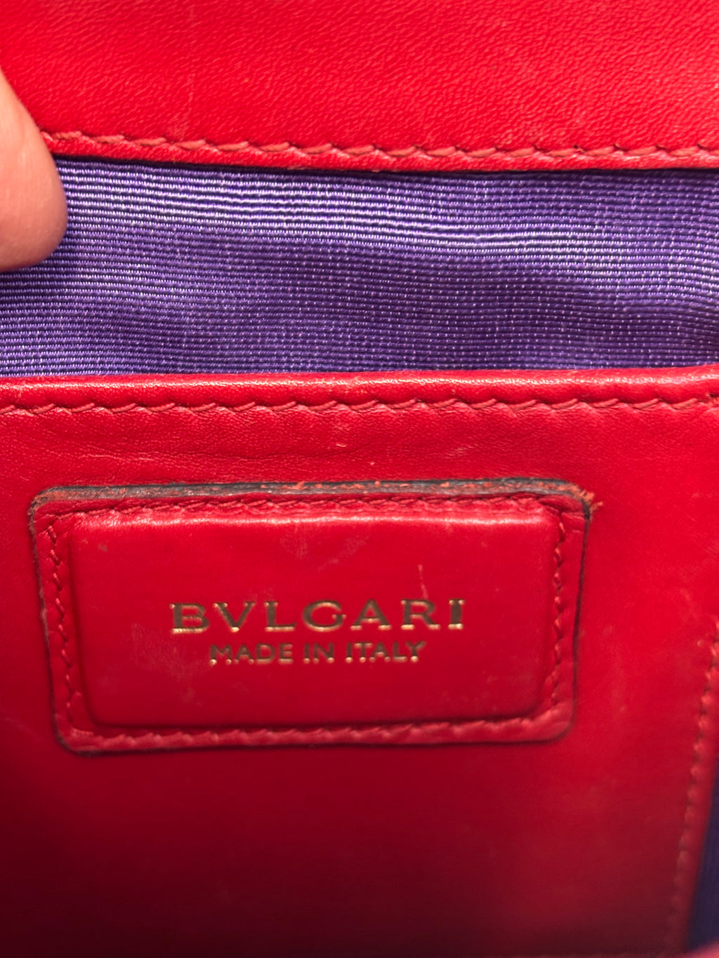 Bvlgari Serpenti Shoulder Bag Red Leather with Gold Strap