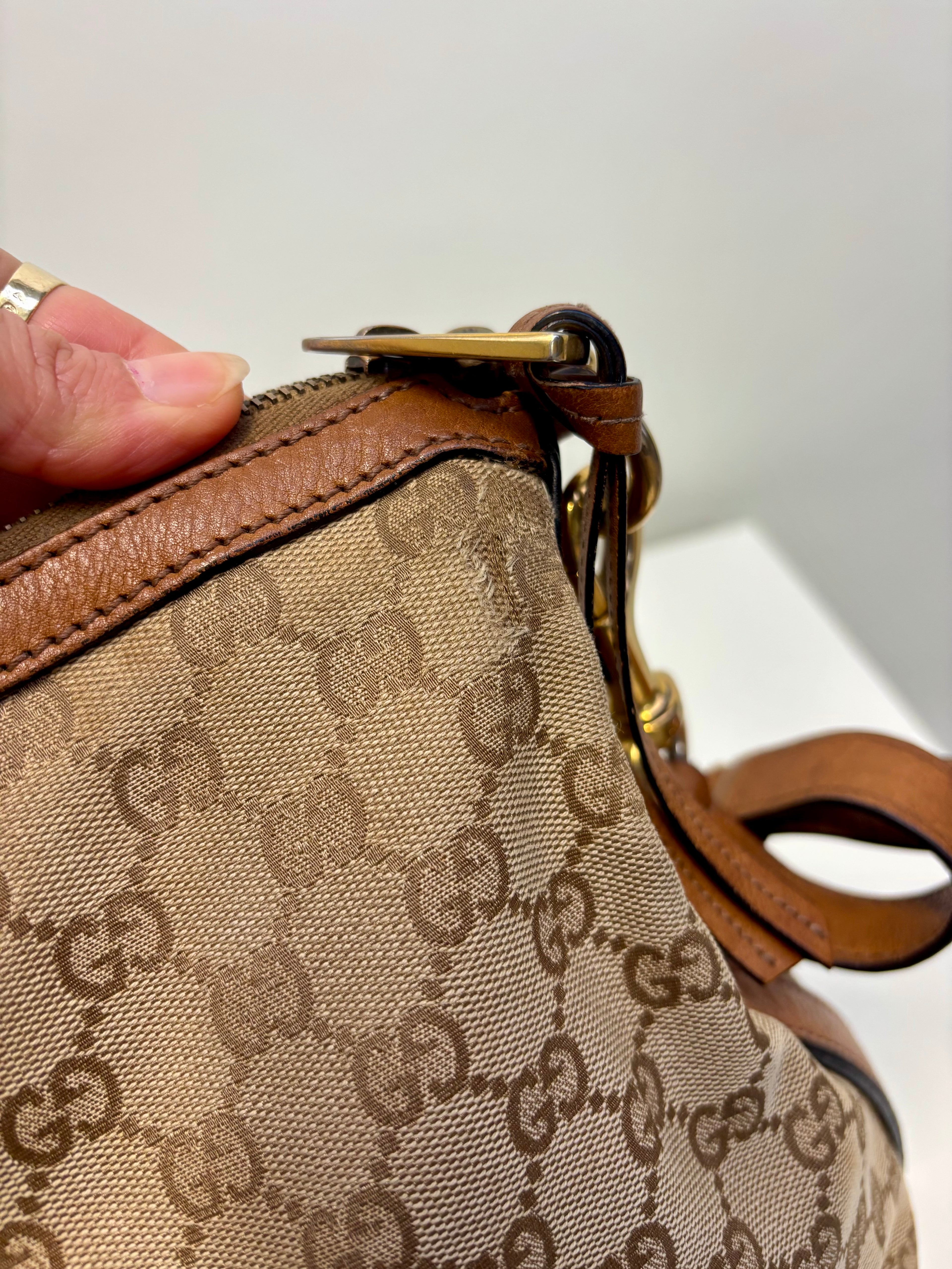 Gucci Sherry Line Handbag Brown Canvas