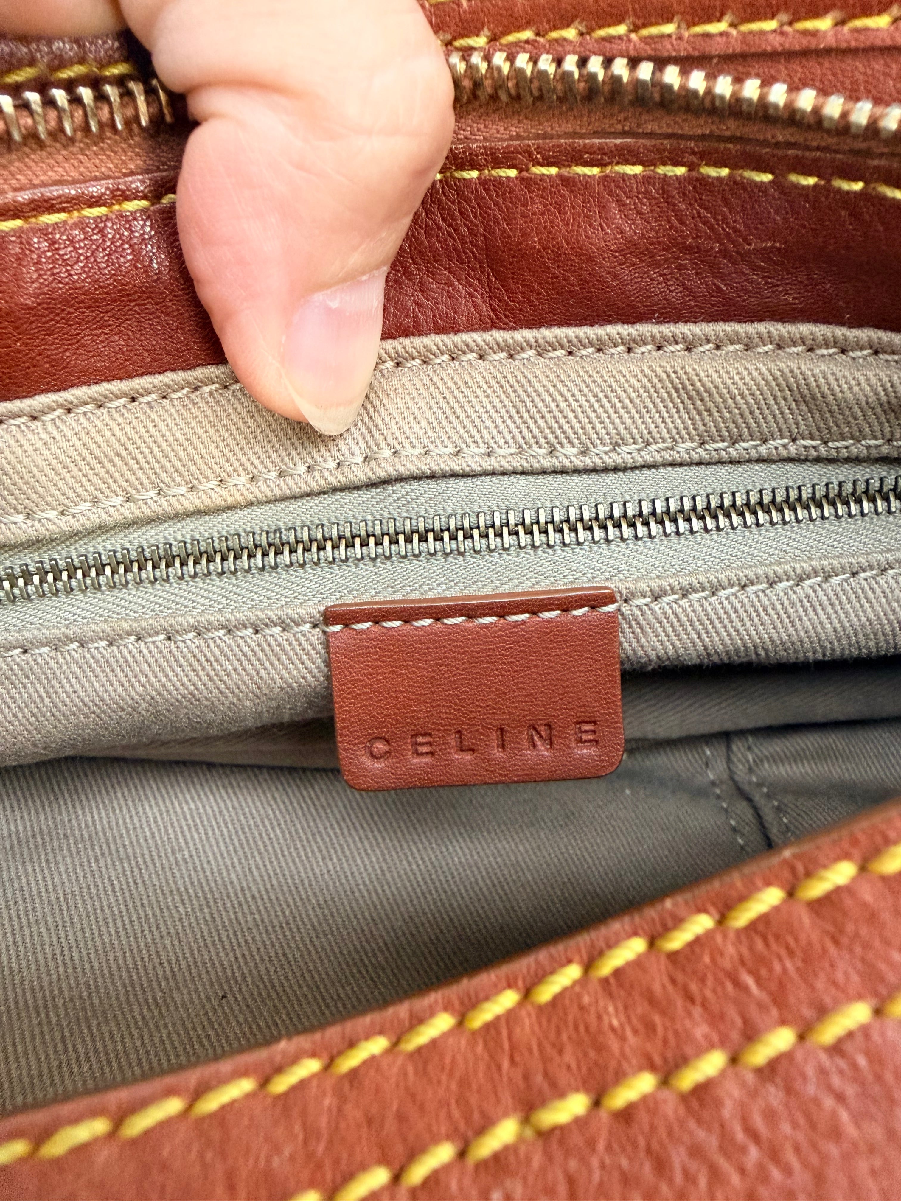 Céline Macadam Baguette Shoulder Bag Brown Canvas Leather Vintage 90s