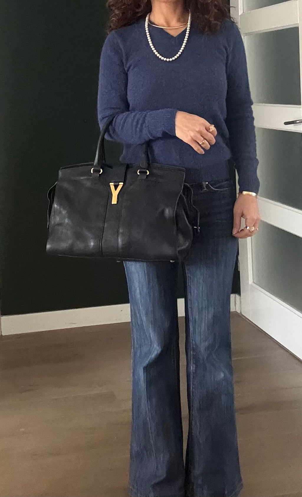 Saint Laurent Chyc Black Leather Handbag