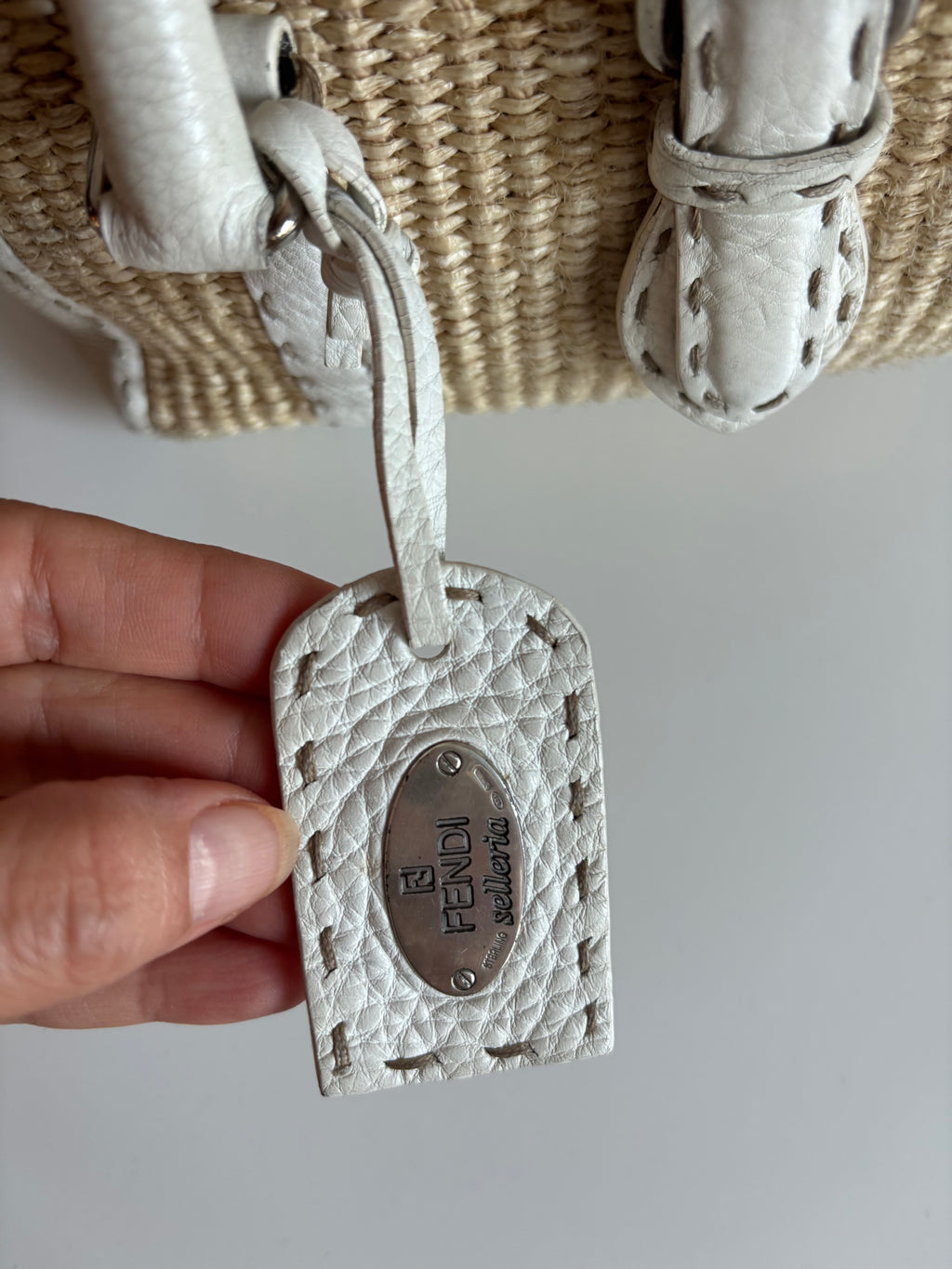 Fendi Selleria Raffia Vintage Beige   Handbag