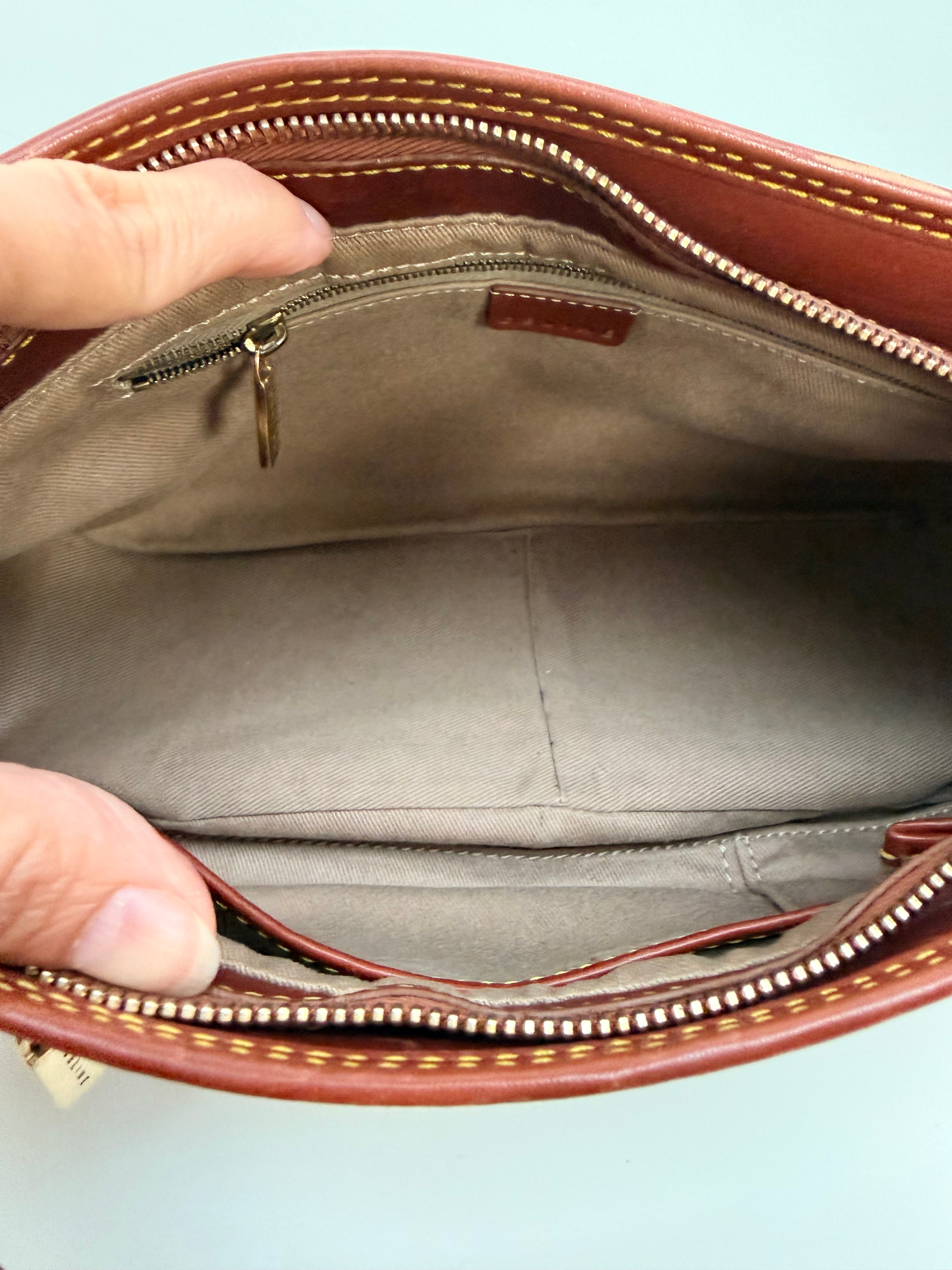 Céline Macadam Baguette Shoulder Bag Brown Canvas Leather Vintage 90s