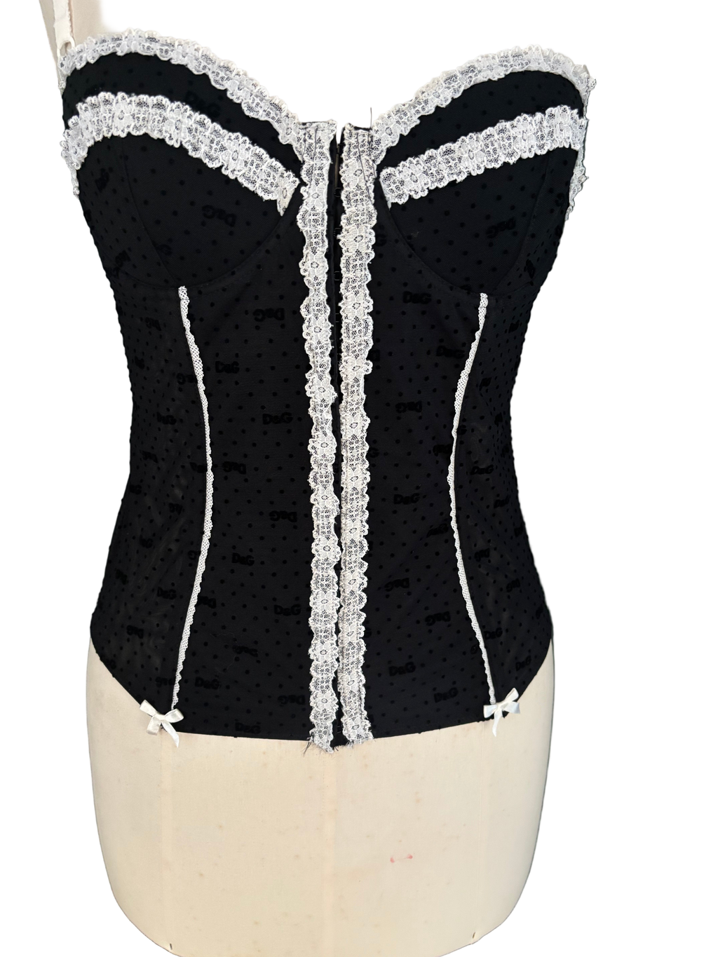 Dolce & Gabbana Black & White Stretch Corset Top – Size FR 42 / EU L