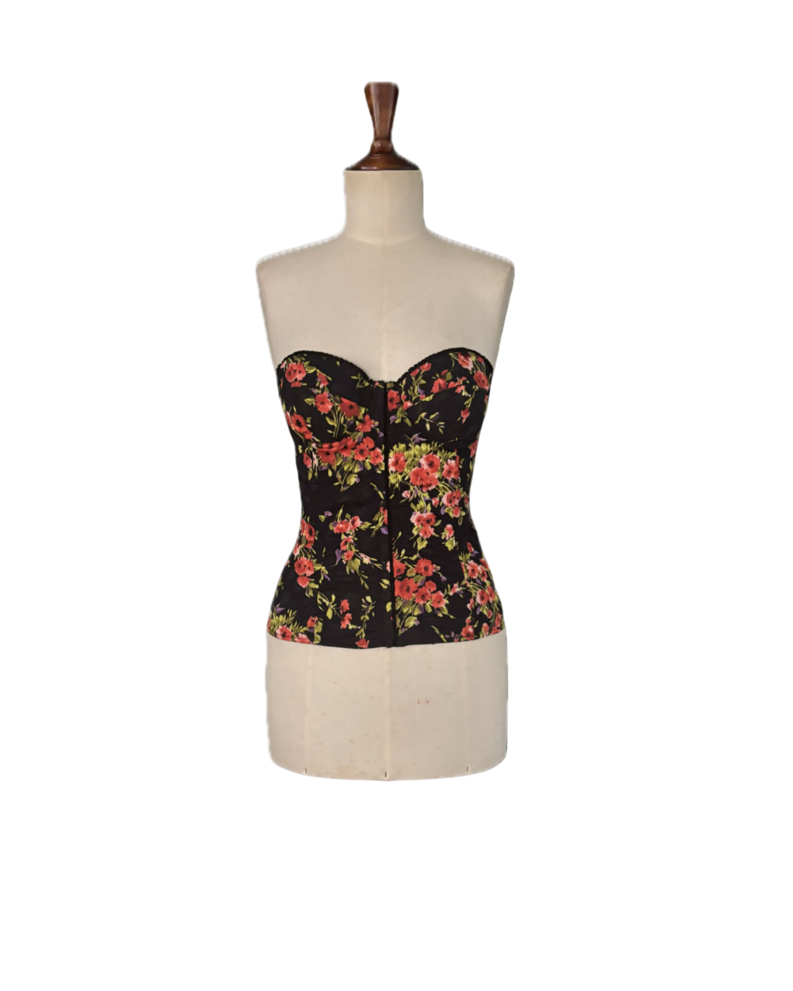 Dolce & Gabbana Vintage 90s Black Floral Strapless Corset- Size IT 3/ EU M