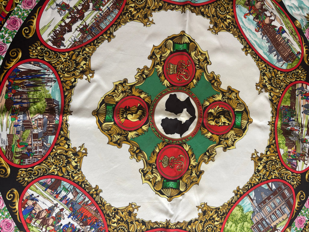 Hermès Vintage Silk Carré 90 Scarf Black Multicolor Print