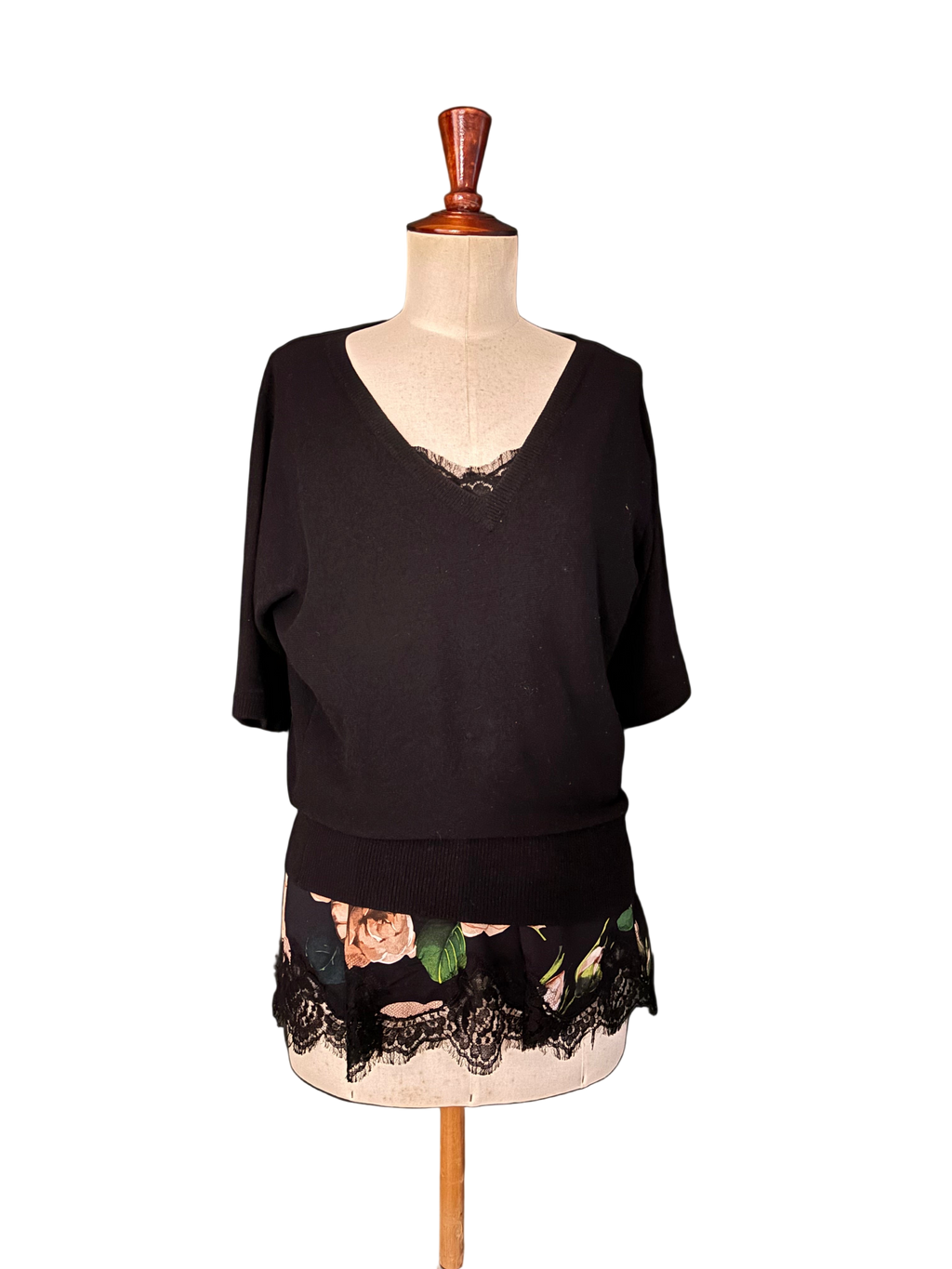 Dolce & Gabbana Black Floral Lace Top - Size S/M