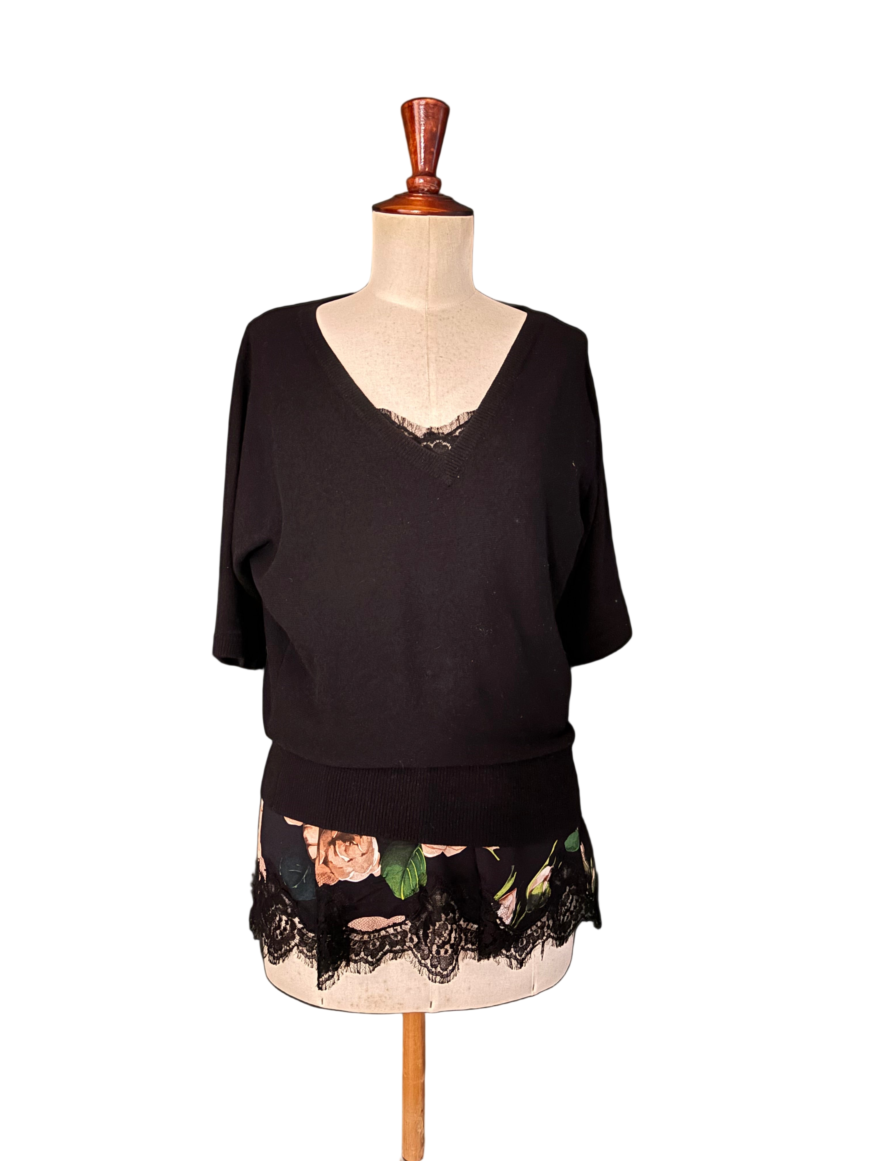 Dolce & Gabbana Black Floral Lace Top - Size S/M