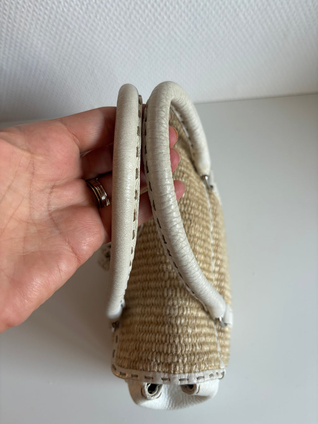 Fendi Selleria Raffia Vintage Beige   Handbag