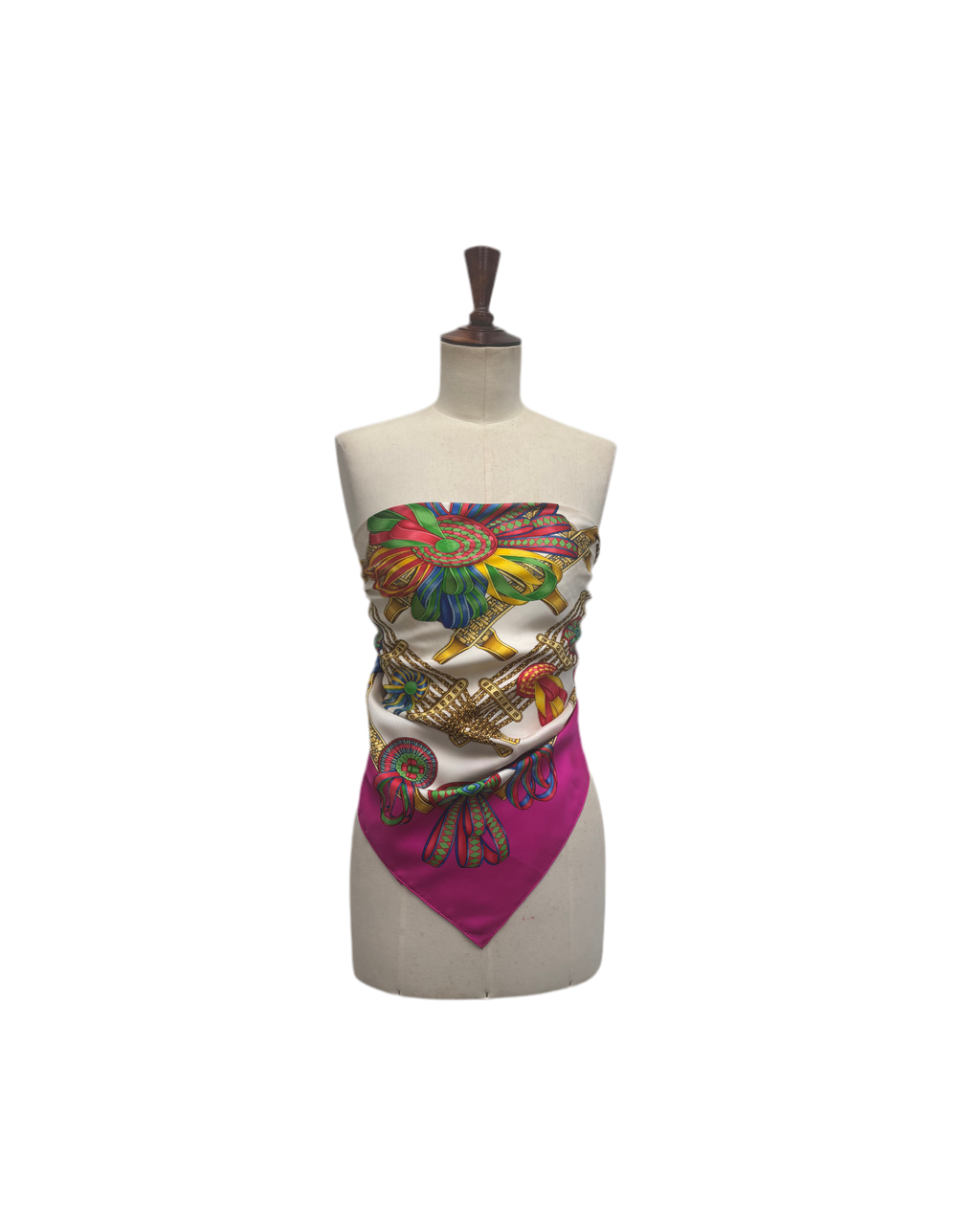 Hermès Vintage Silk Carré 90 Scarf Fuchsia Pink Multicolor Print