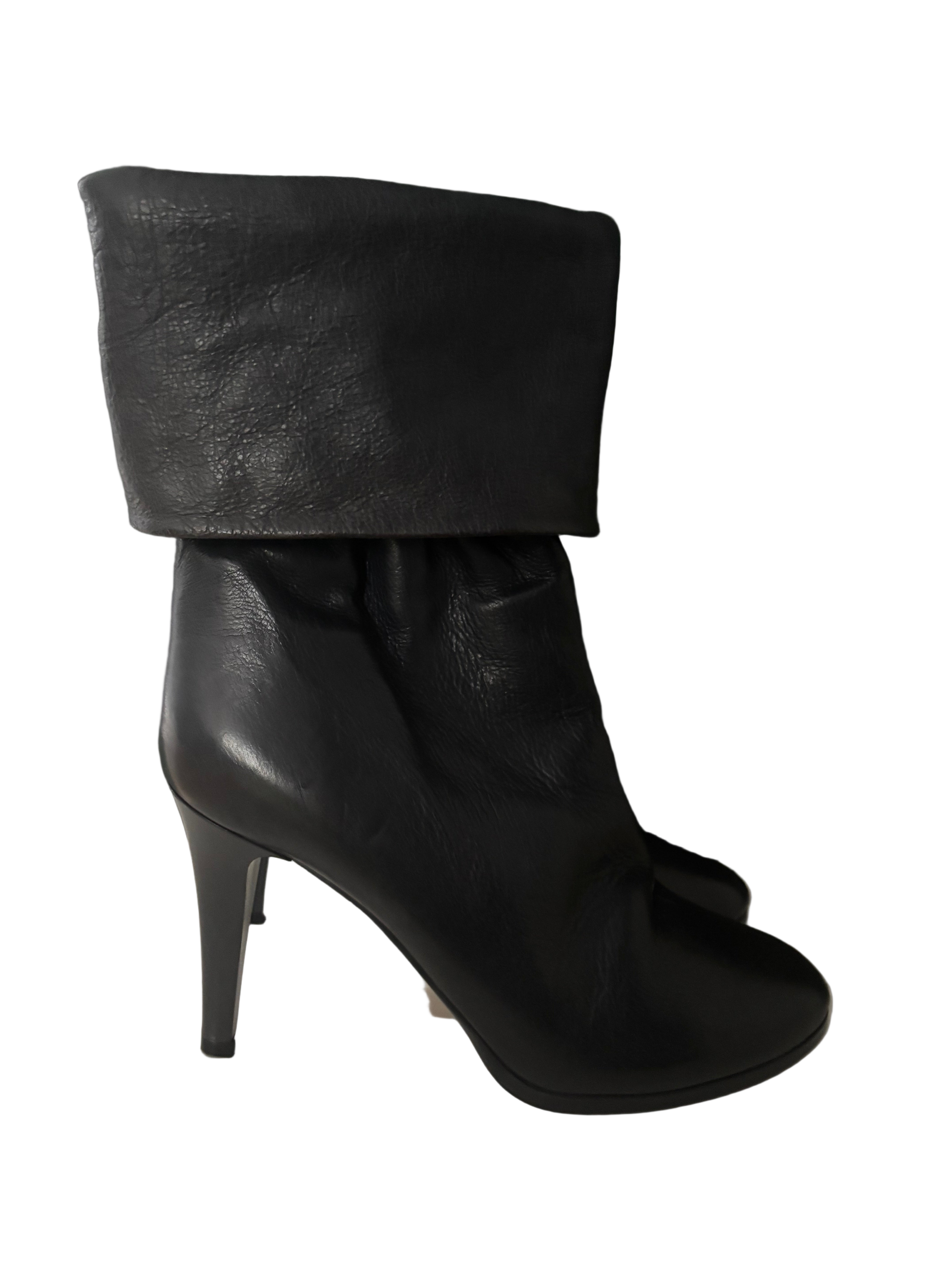 Chloé Anthracite Leather Ankle Boots – Size 37