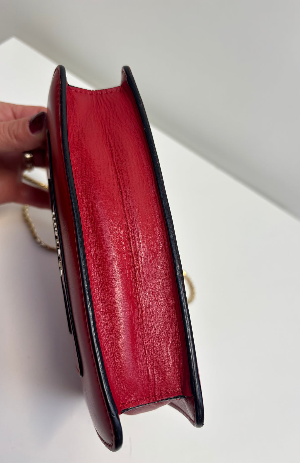 Bvlgari Serpenti Shoulder Bag Red Leather with Gold Strap