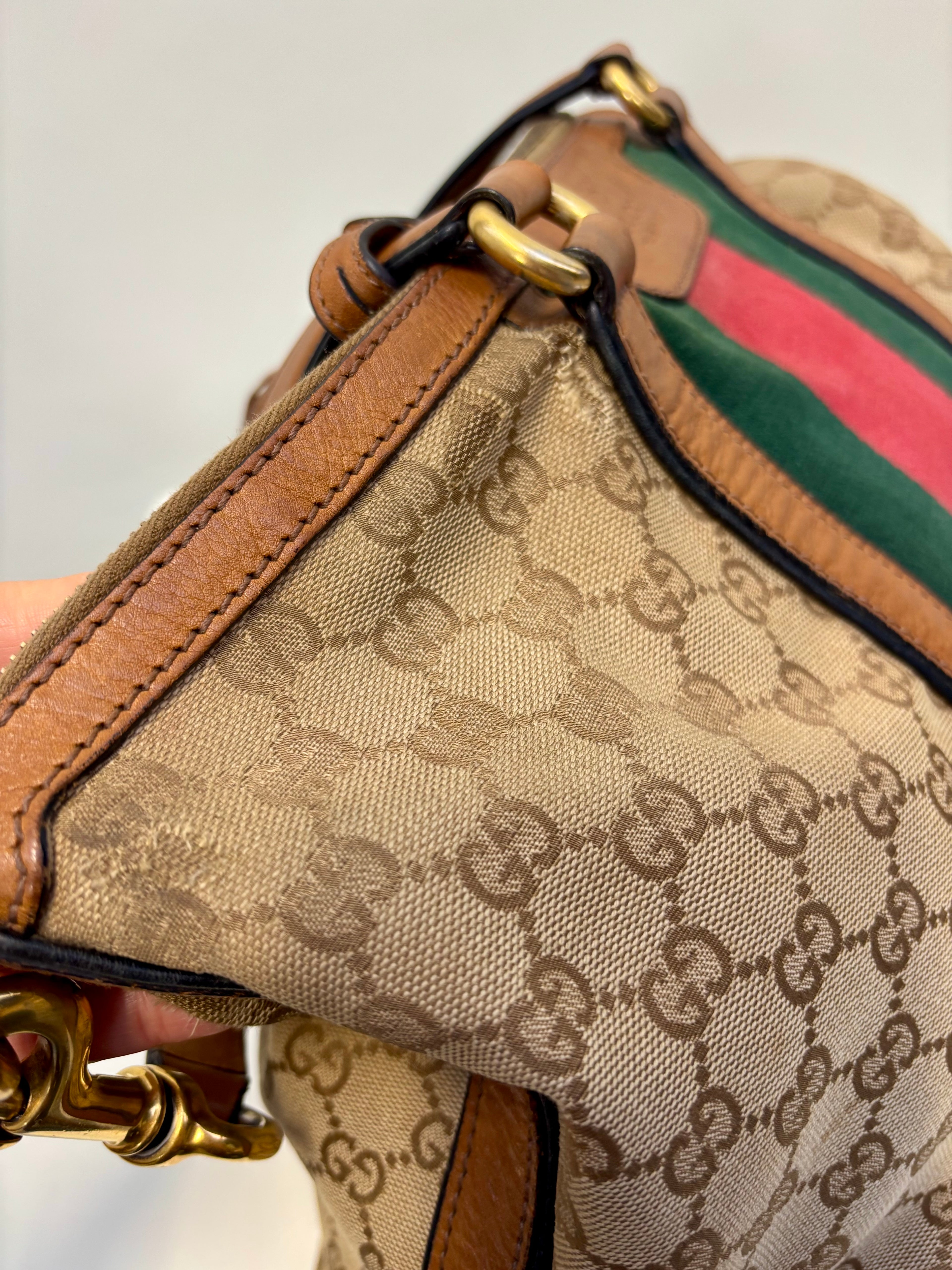 Gucci Sherry Line Handbag Brown Canvas
