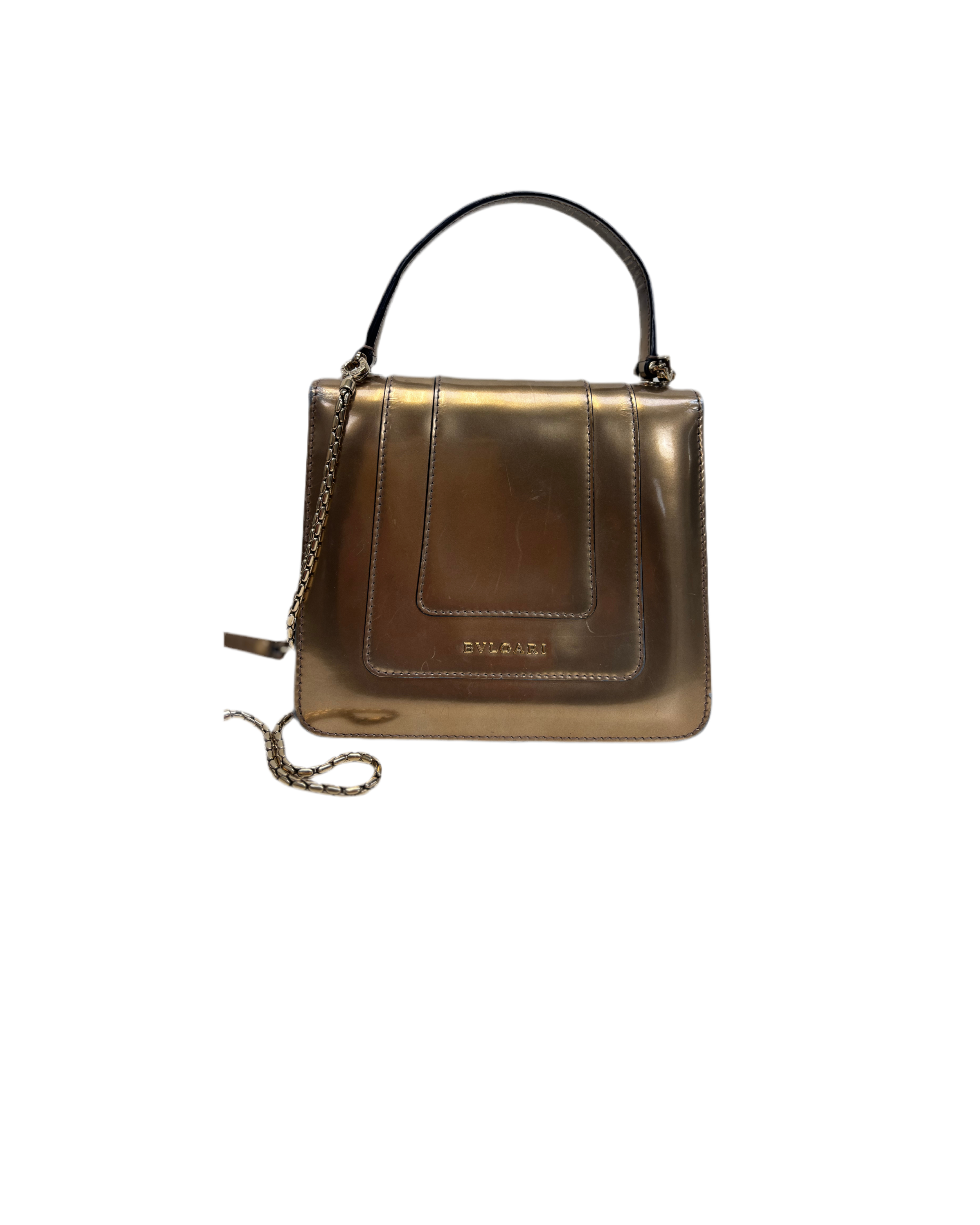 Bvlgari Serpenti Handbag Gold Leather
