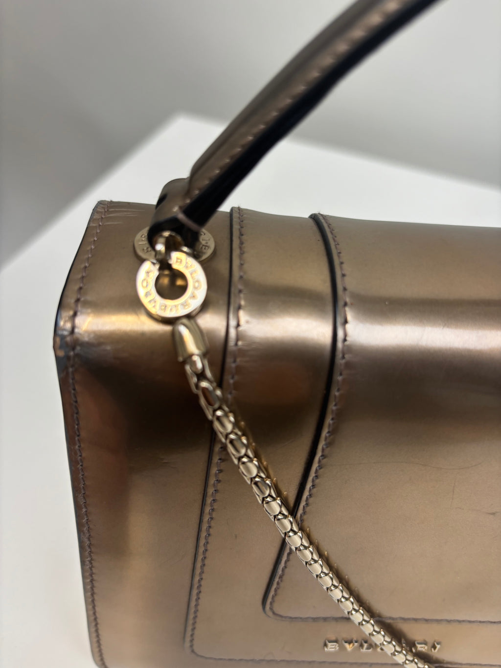 Bvlgari Serpenti Handbag Gold Leather