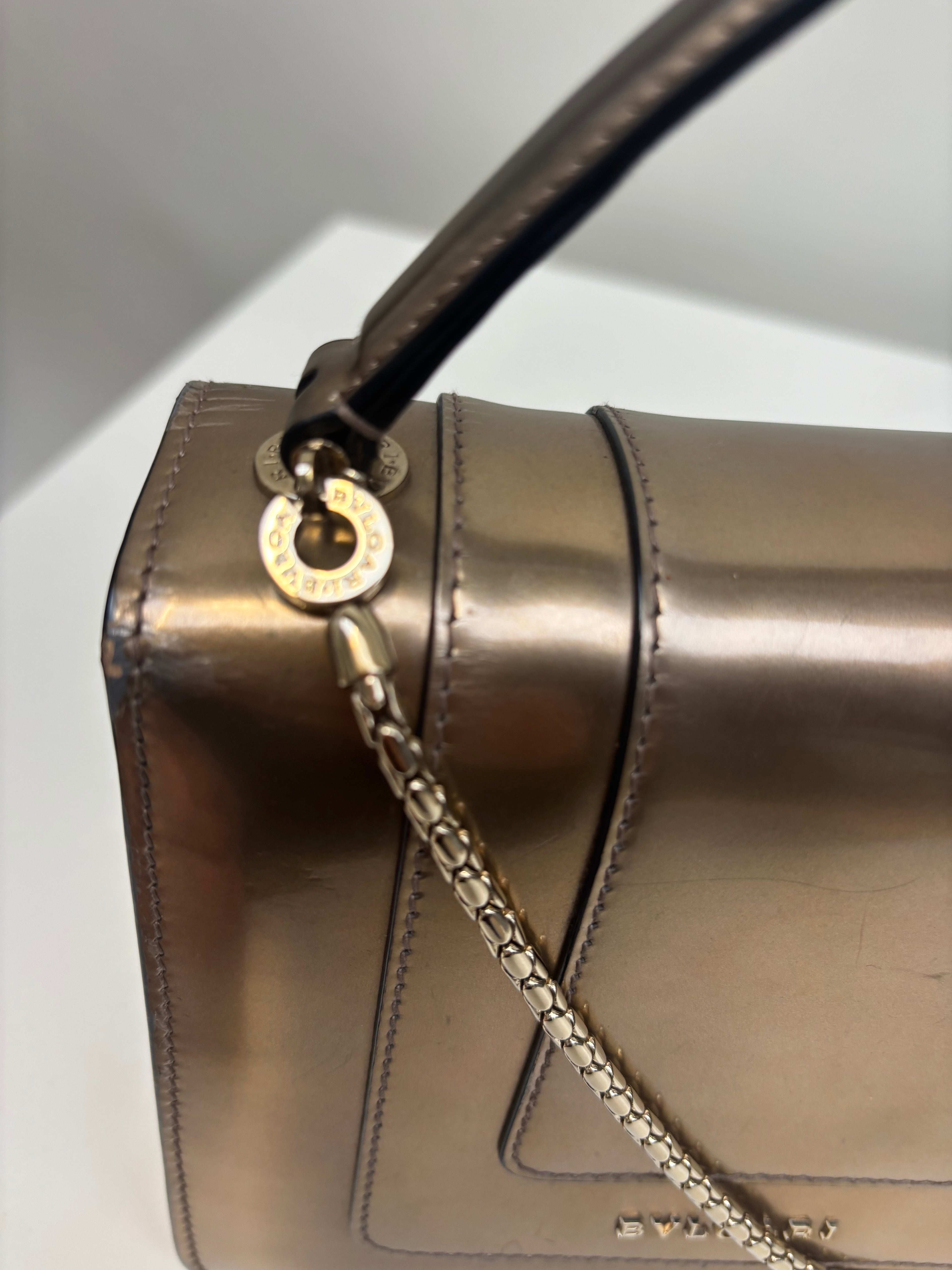 Bvlgari Serpenti Handbag Gold Leather