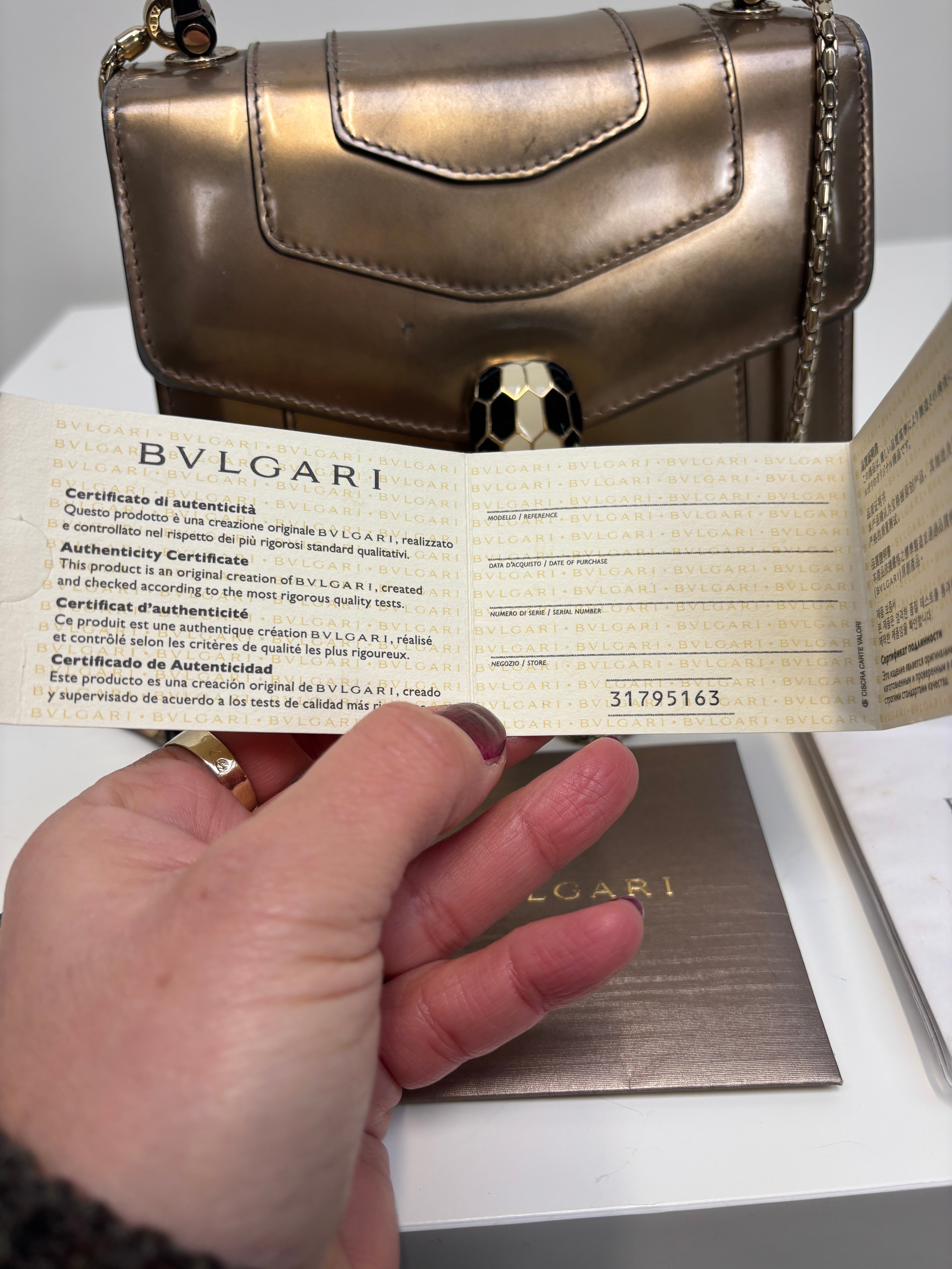 Bvlgari Serpenti Handbag Gold Leather