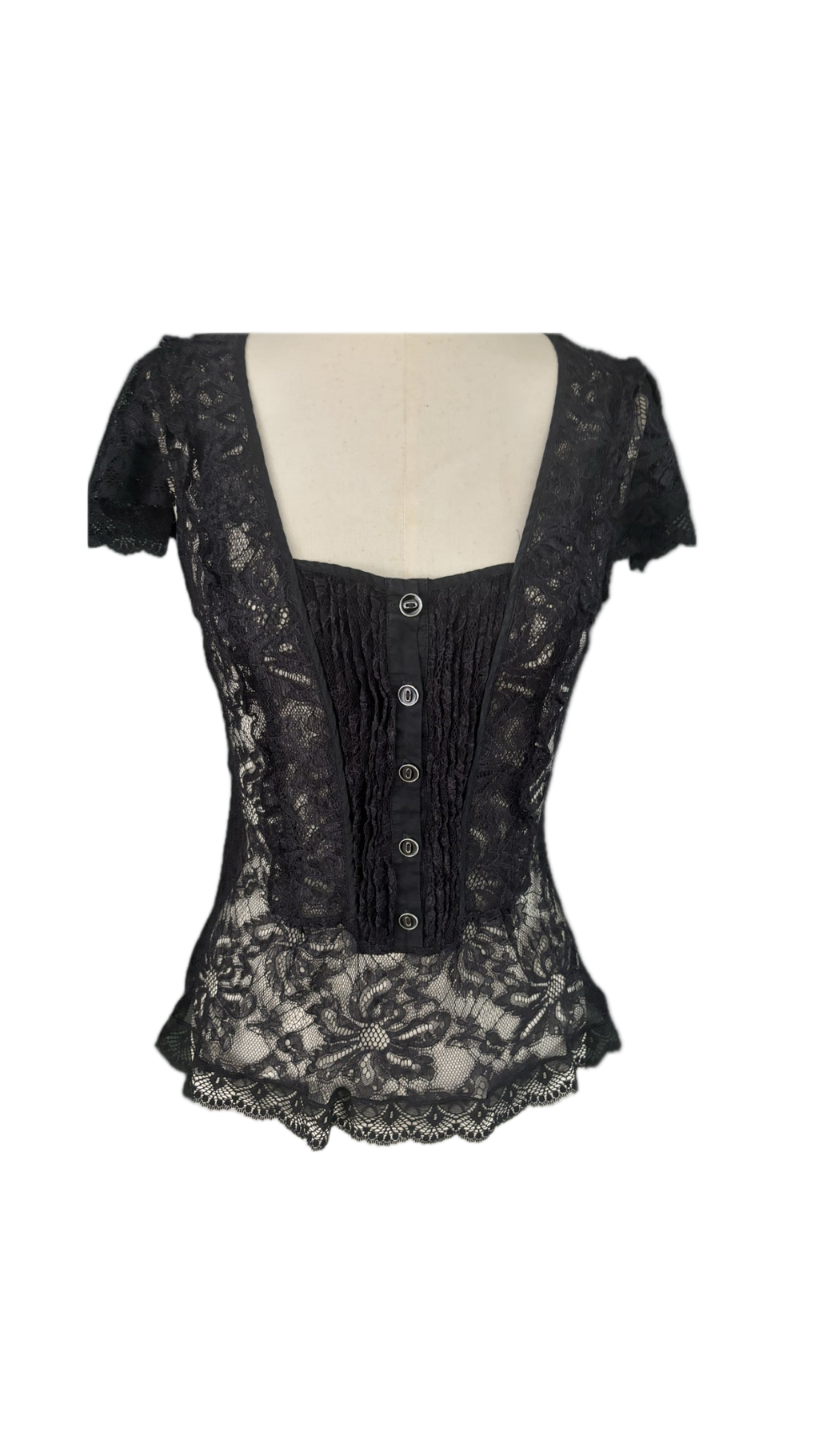 Dolce & Gabbana Vintage 90s Black Lace Top – Size IT 40 (Fits S–M)