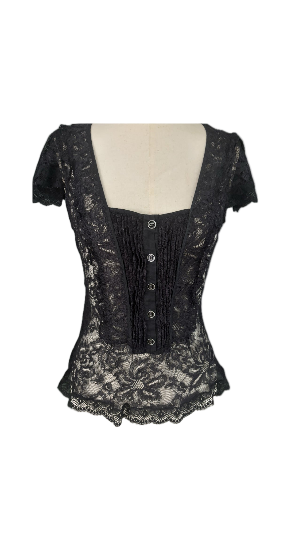 Dolce & Gabbana Vintage 90s Black Lace Top – Size IT 40 (Fits S–M)