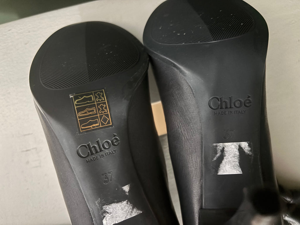 Chloé Anthracite Leather Ankle Boots – Size 37