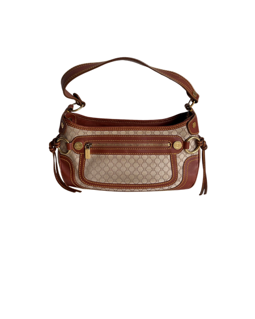 Celine Vintage 90s Brown Leather / Canvas Handbag