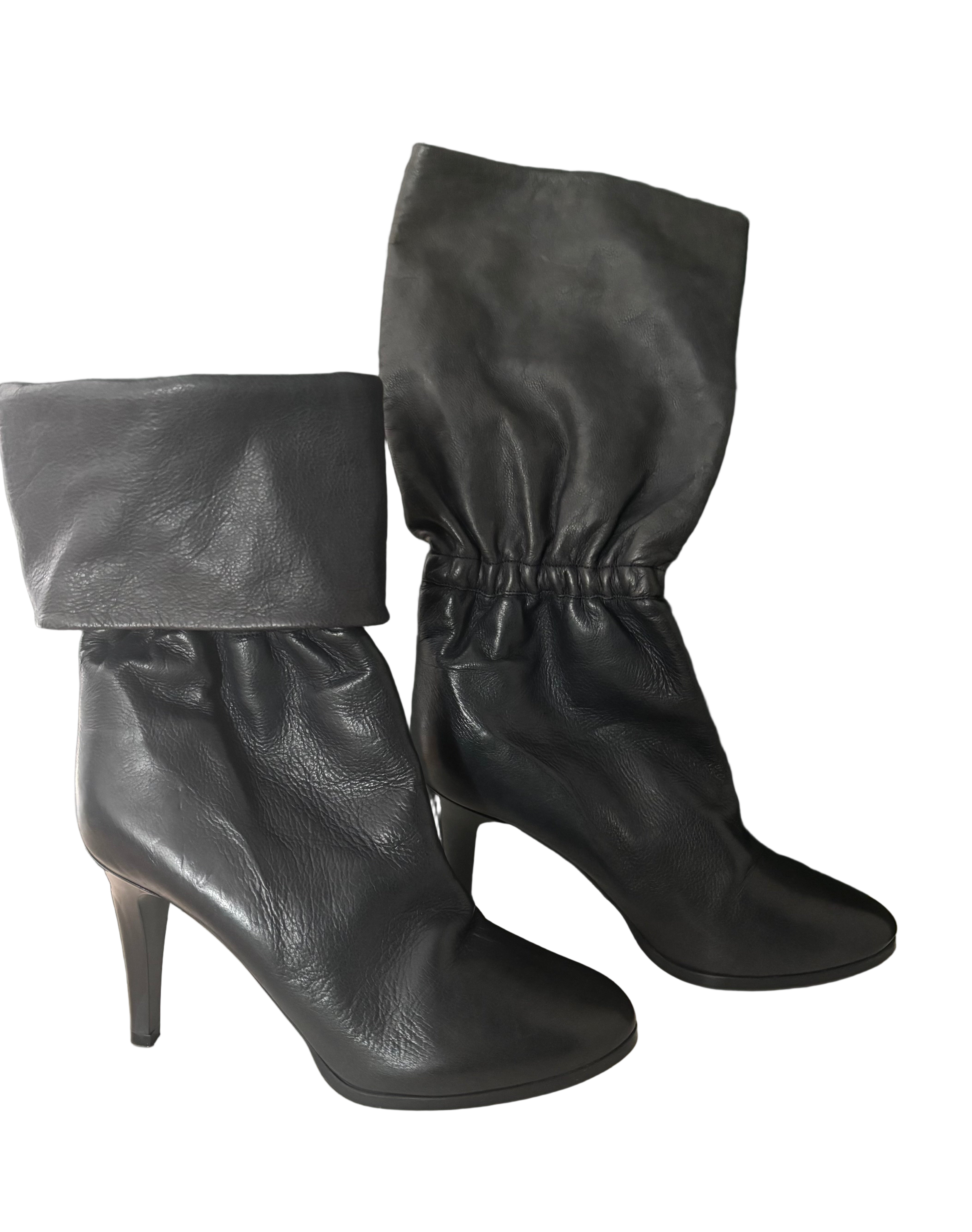 Chloé Anthracite Leather Ankle Boots – Size 37