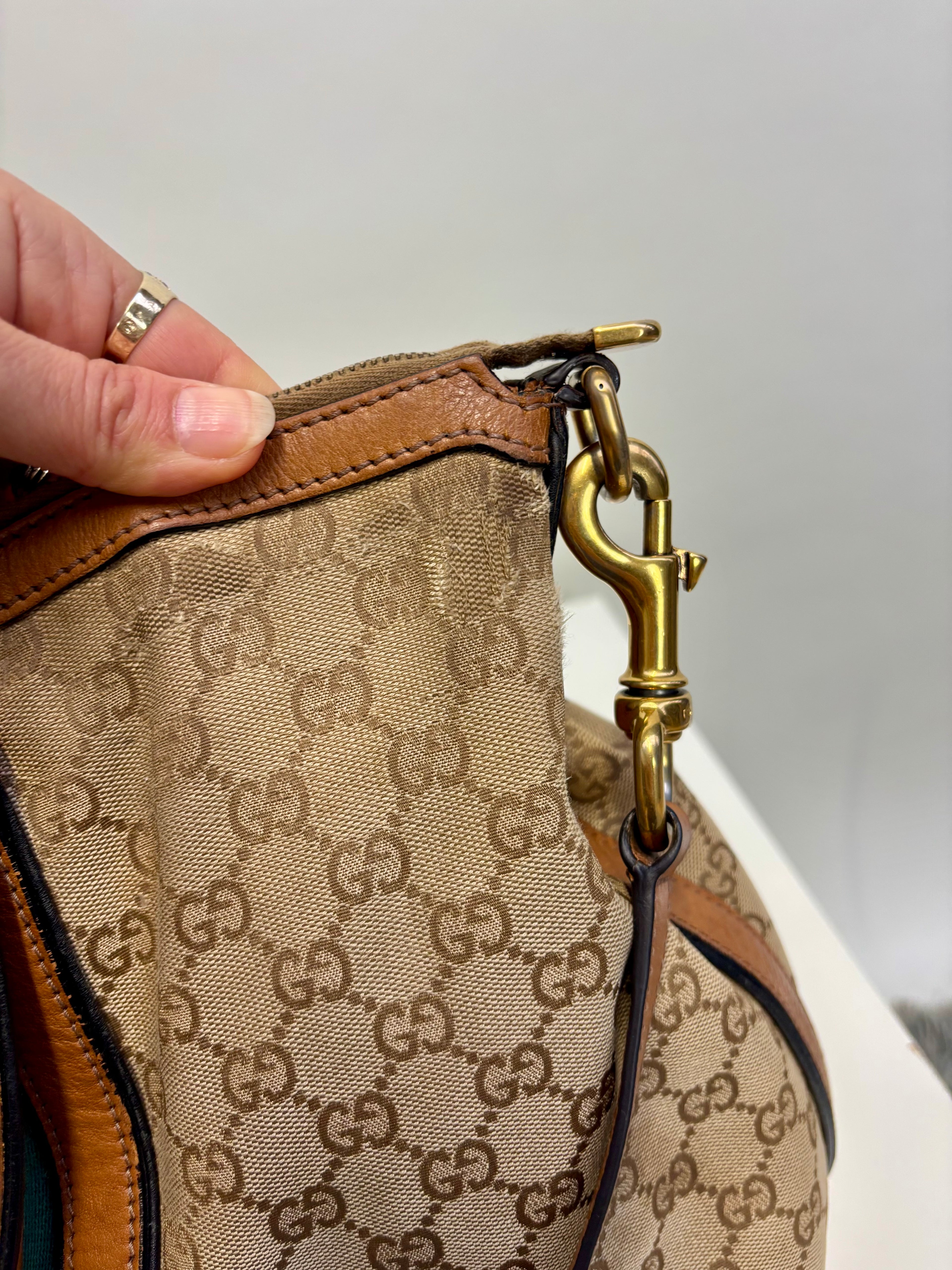Gucci Sherry Line Handbag Brown Canvas