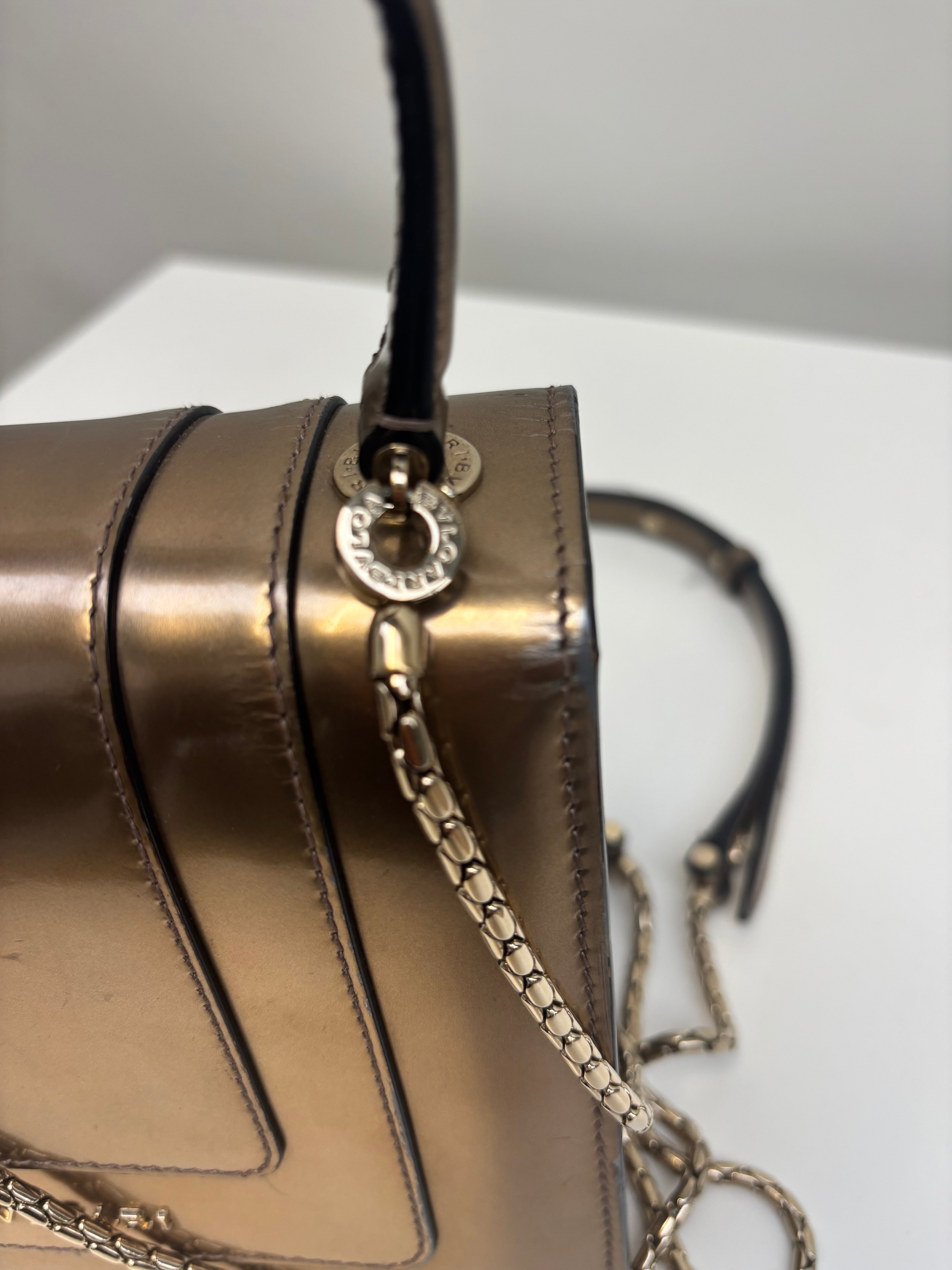 Bvlgari Serpenti Handbag Gold Leather