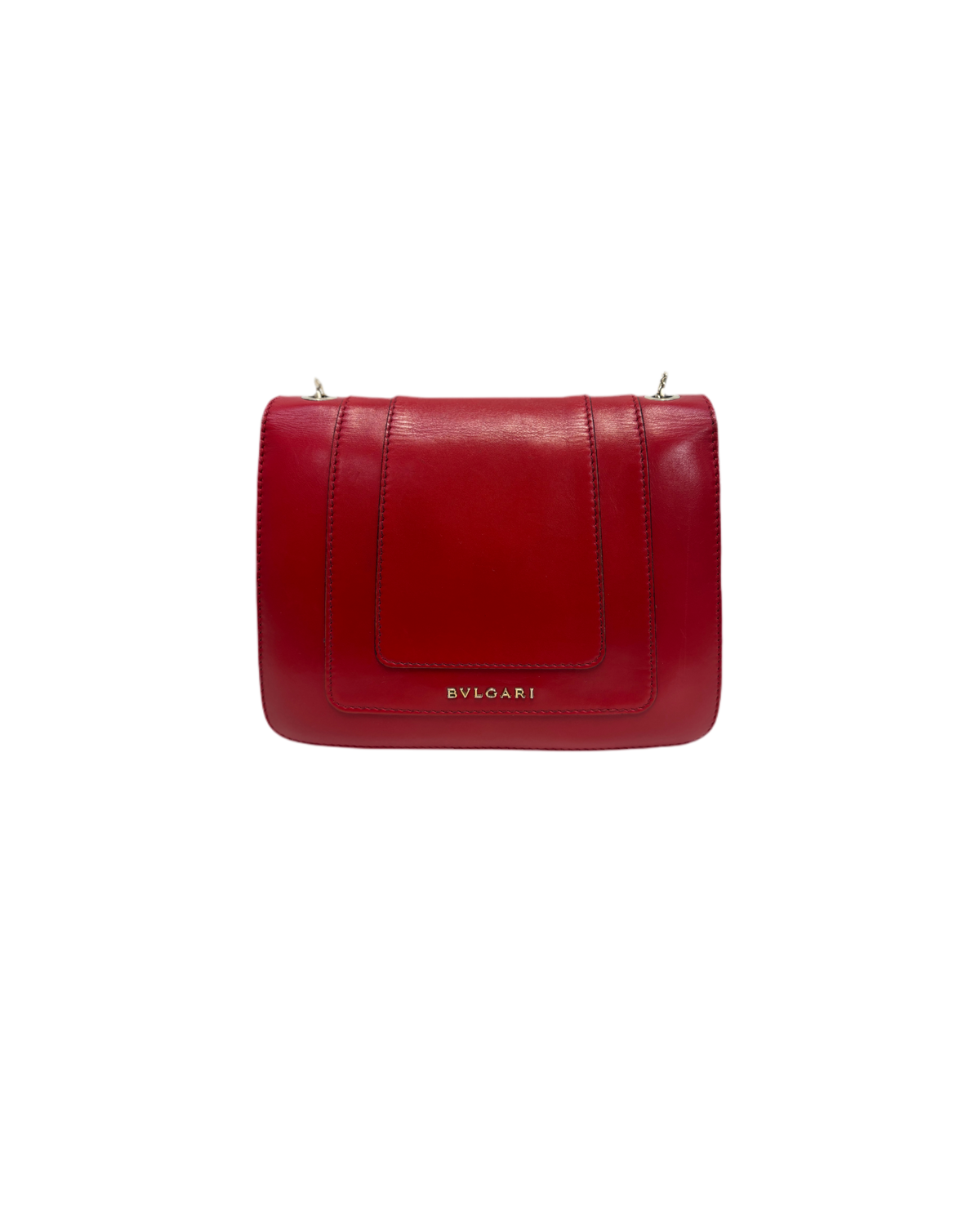 Bvlgari Serpenti Shoulder Bag Red Leather with Gold Strap