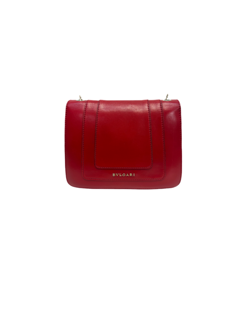 Bvlgari Serpenti Shoulder Bag Red Leather with Gold Strap