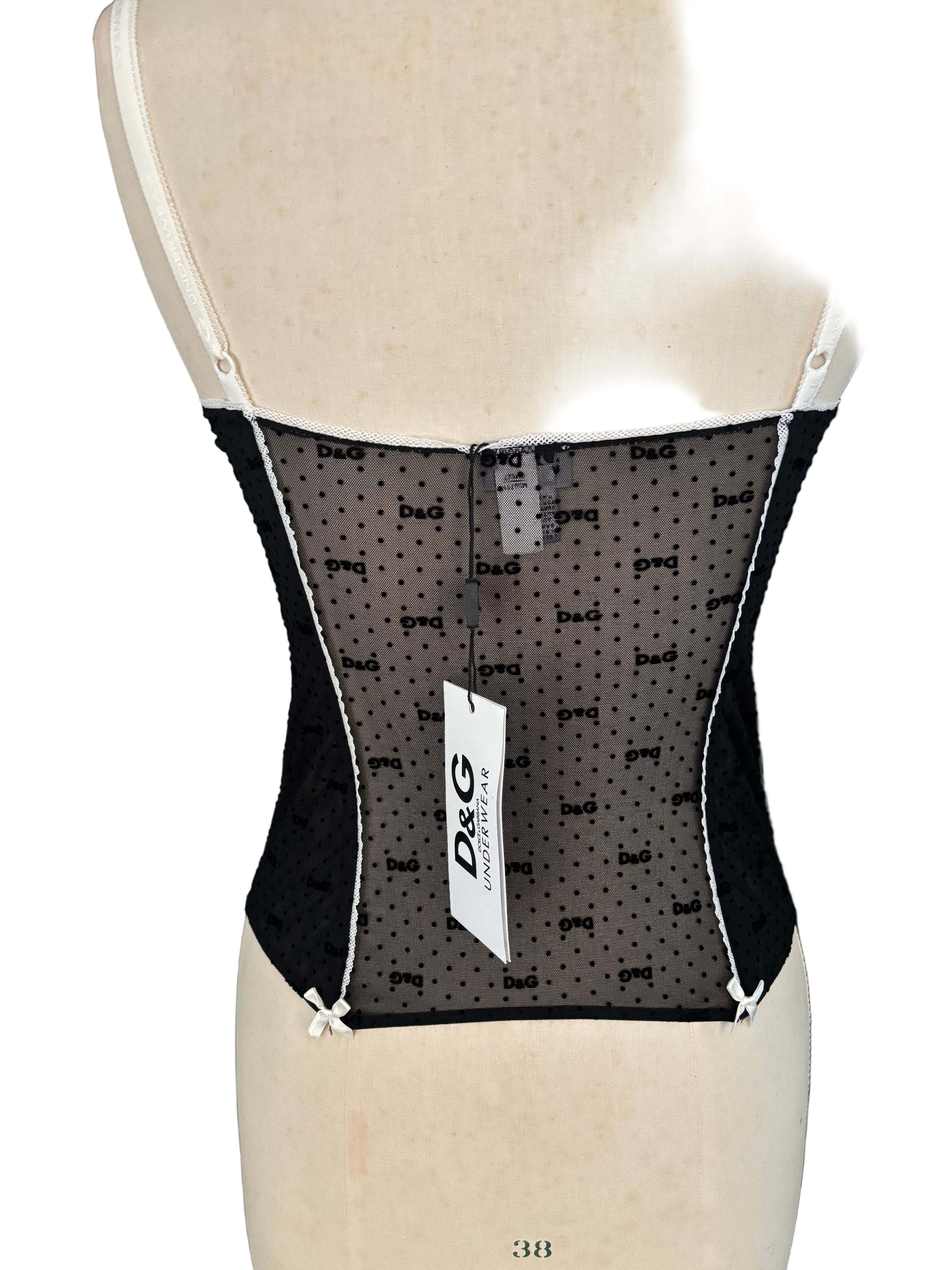 Dolce & Gabbana Black & White Stretch Corset Top – Size FR 42 / EU L