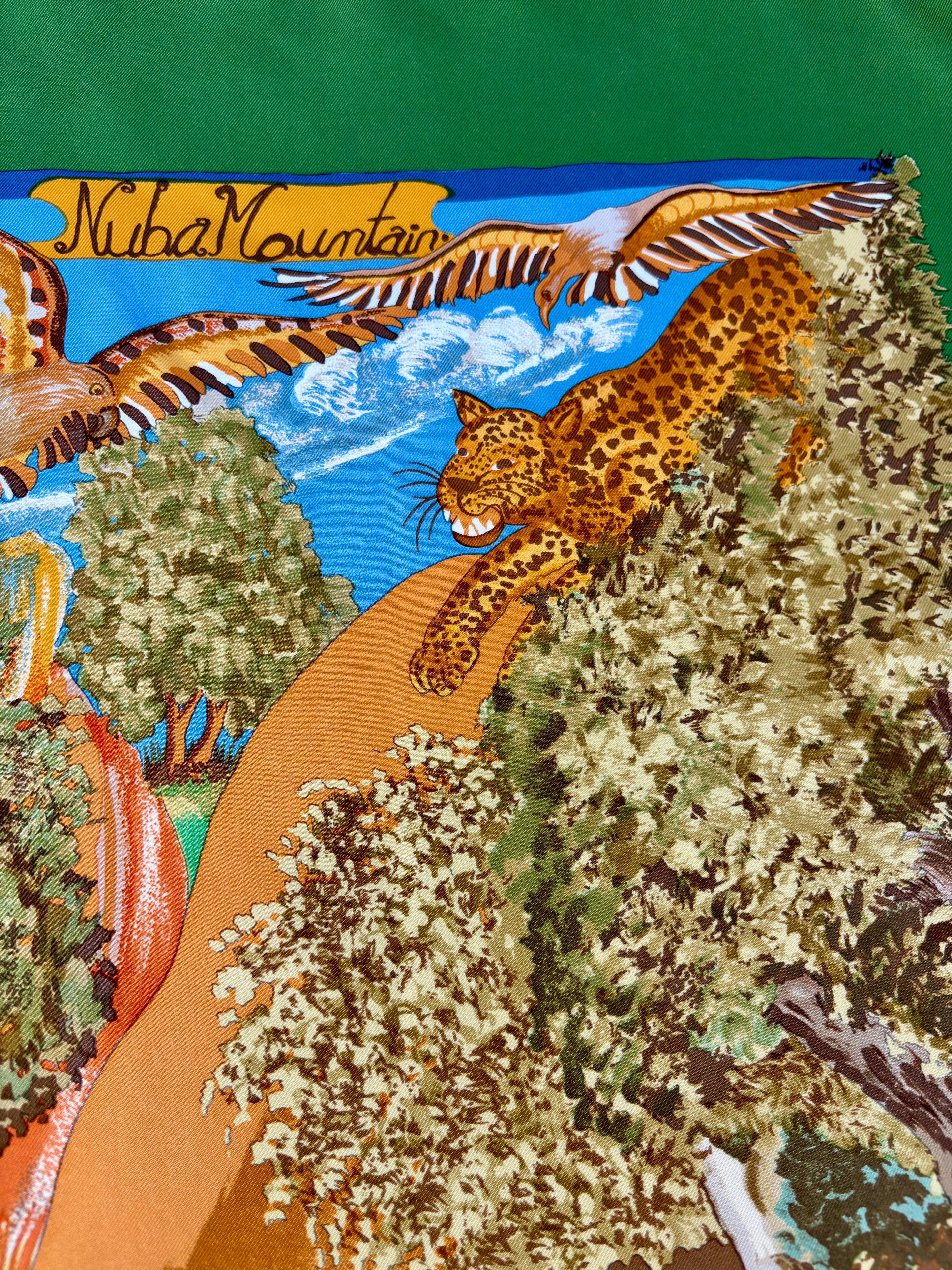 Hermès Vintage Silk Scarf 90×90 Wildlife Lion Design, Made in France