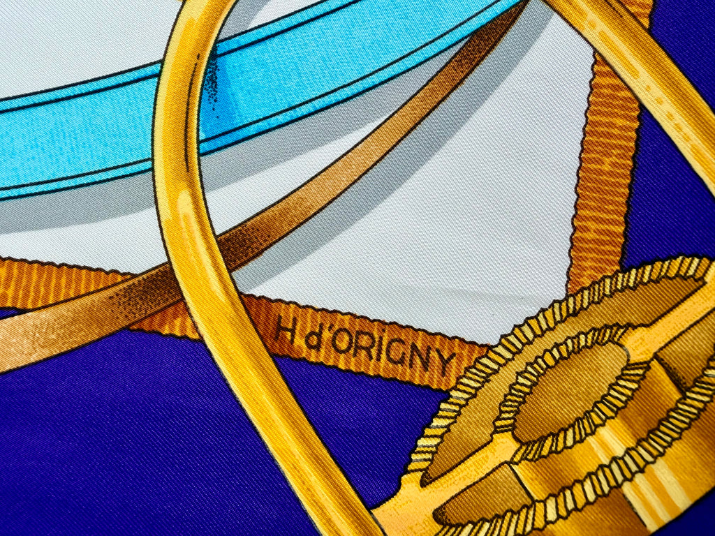 Hermès Grand Manège Silk Scarf 90x90 Purple Green Gold by Henri d’Origny