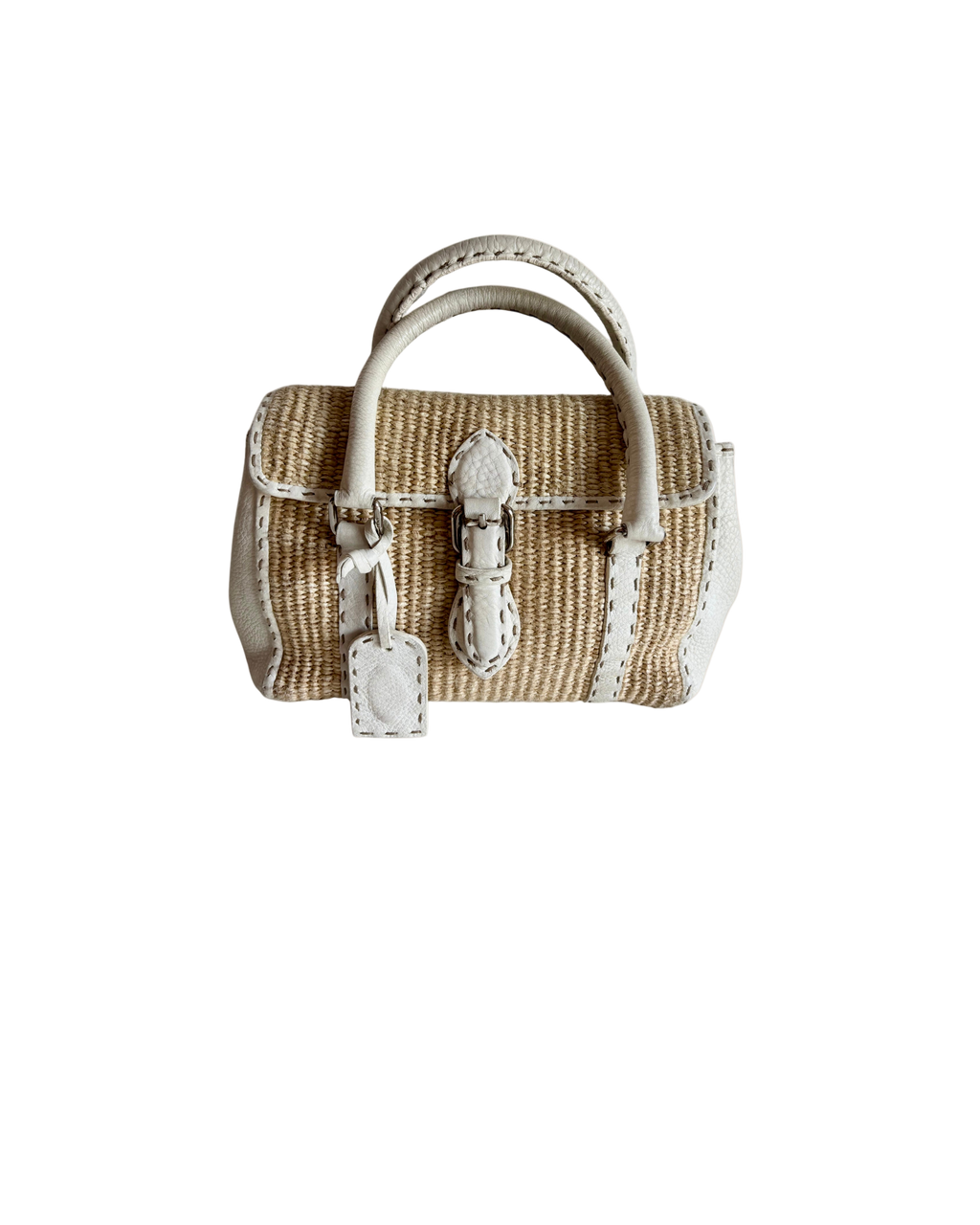 Fendi Selleria Raffia Vintage Beige   Handbag