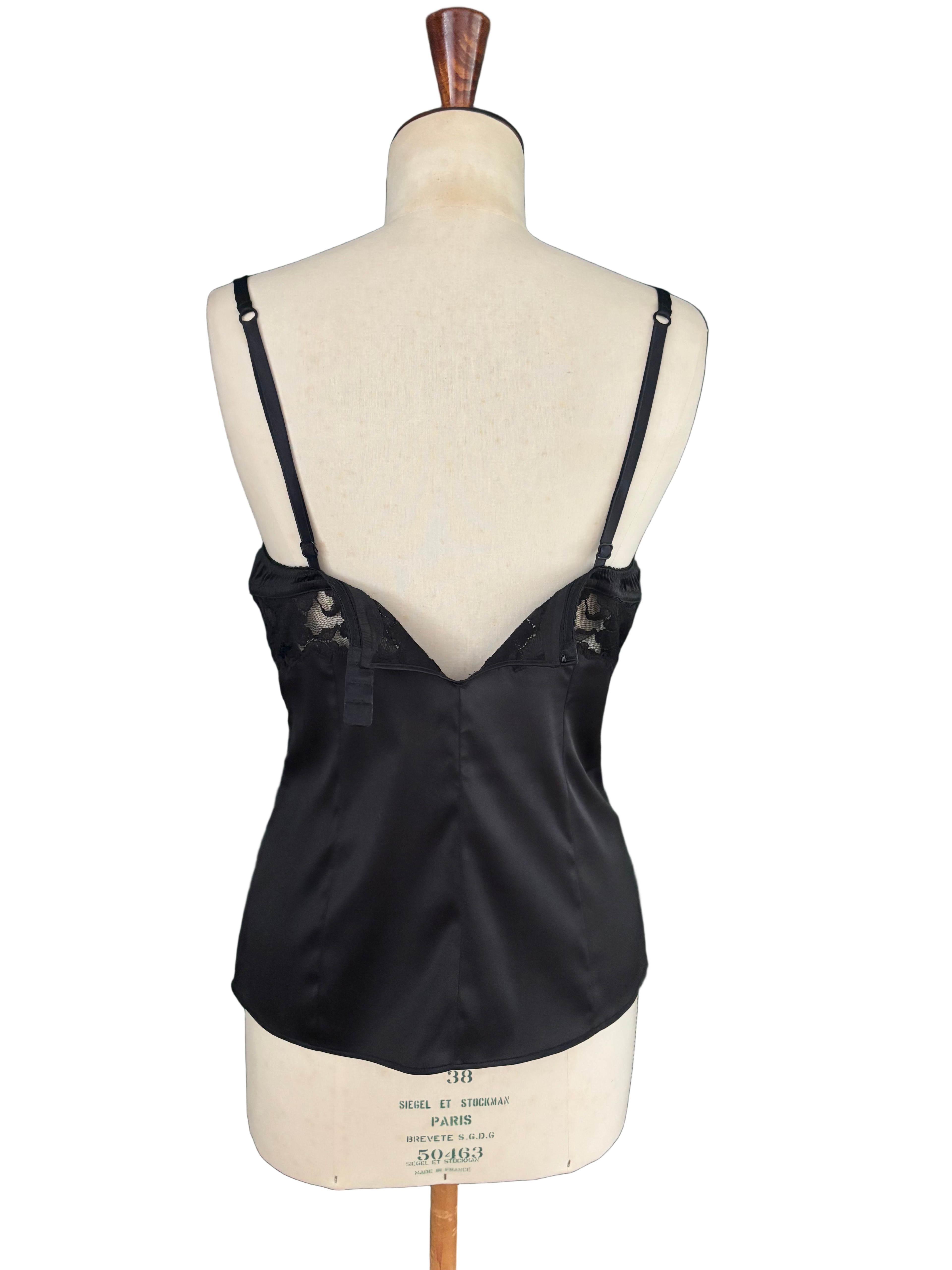 Dolce & Gabbana Black Silk Top with Lace Details – Size L (fits like M)