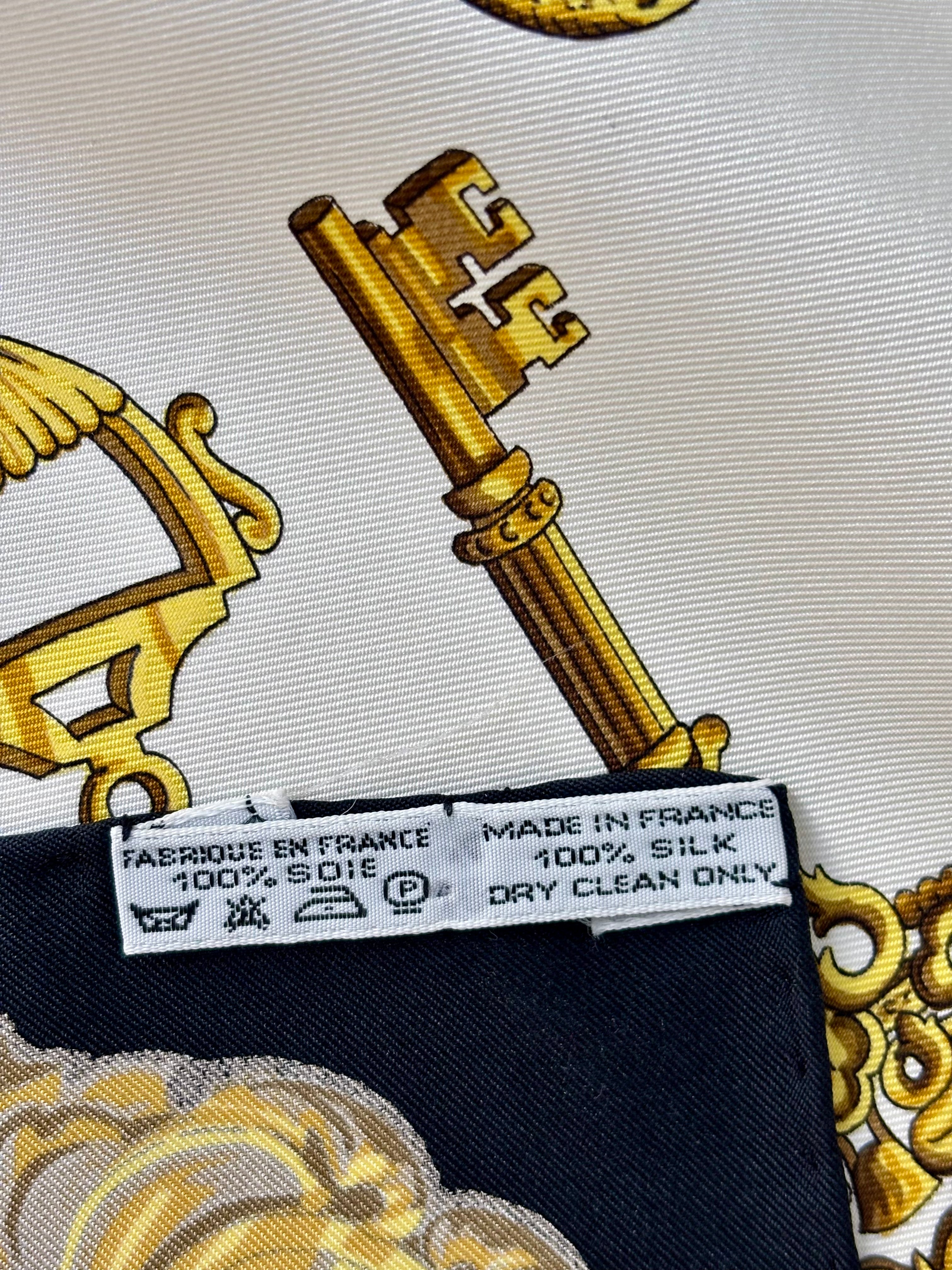 Hermès Les Clés Silk Scarf 90x90 Black Gold Vintage Carré Designer Luxury Key Motif