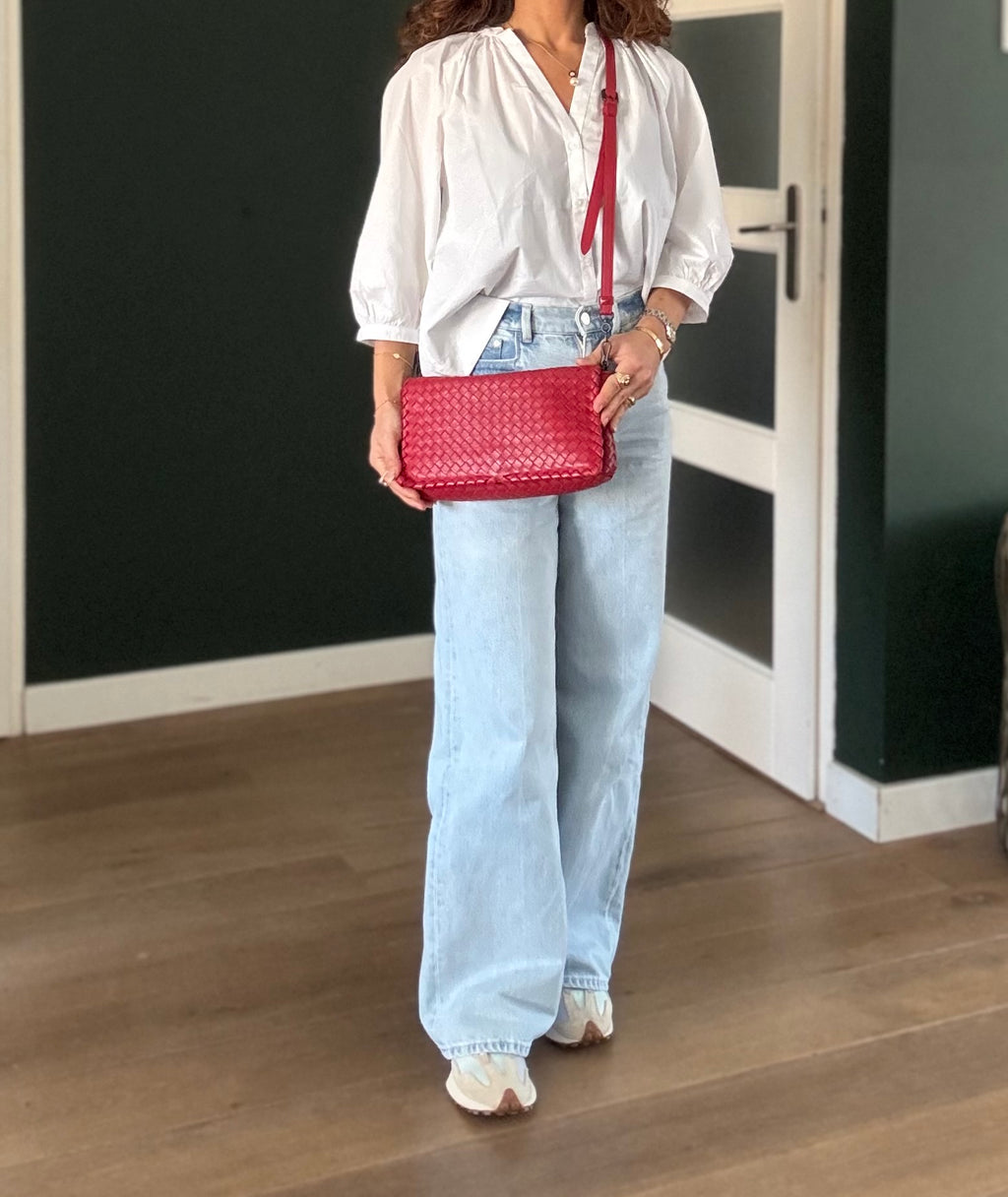 Bottega Veneta red leather shoulderbag