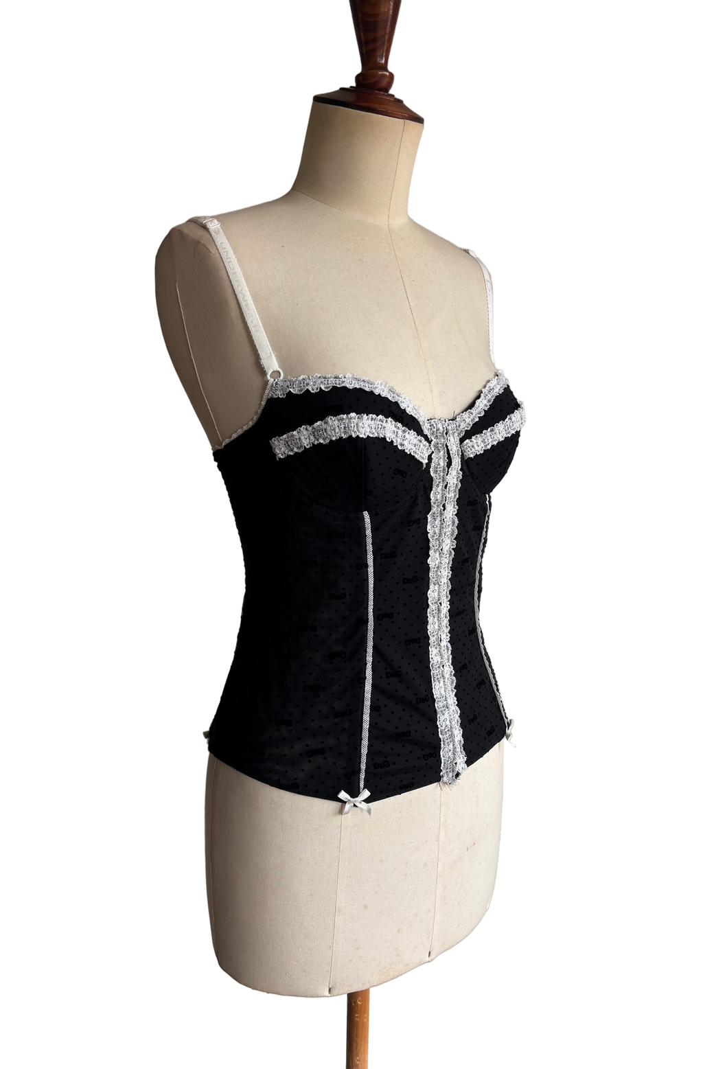 Dolce & Gabbana Black & White Stretch Corset Top – Size FR 42 / EU L