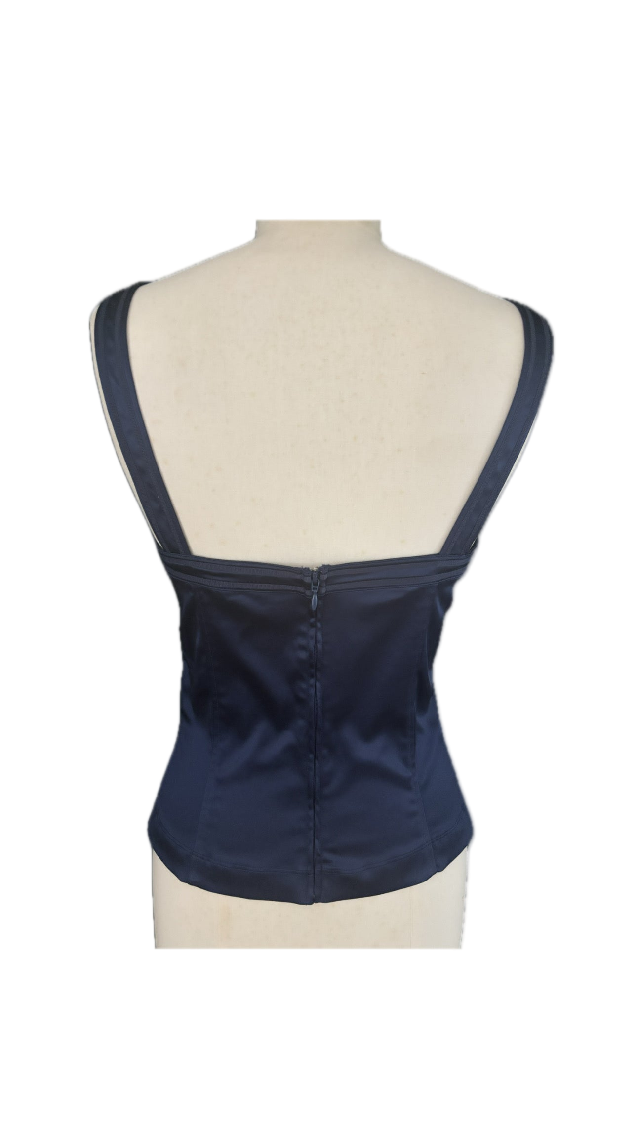 John Galliano Midnight Blue Satin Corset – Size IT 44 (Fits Medium)