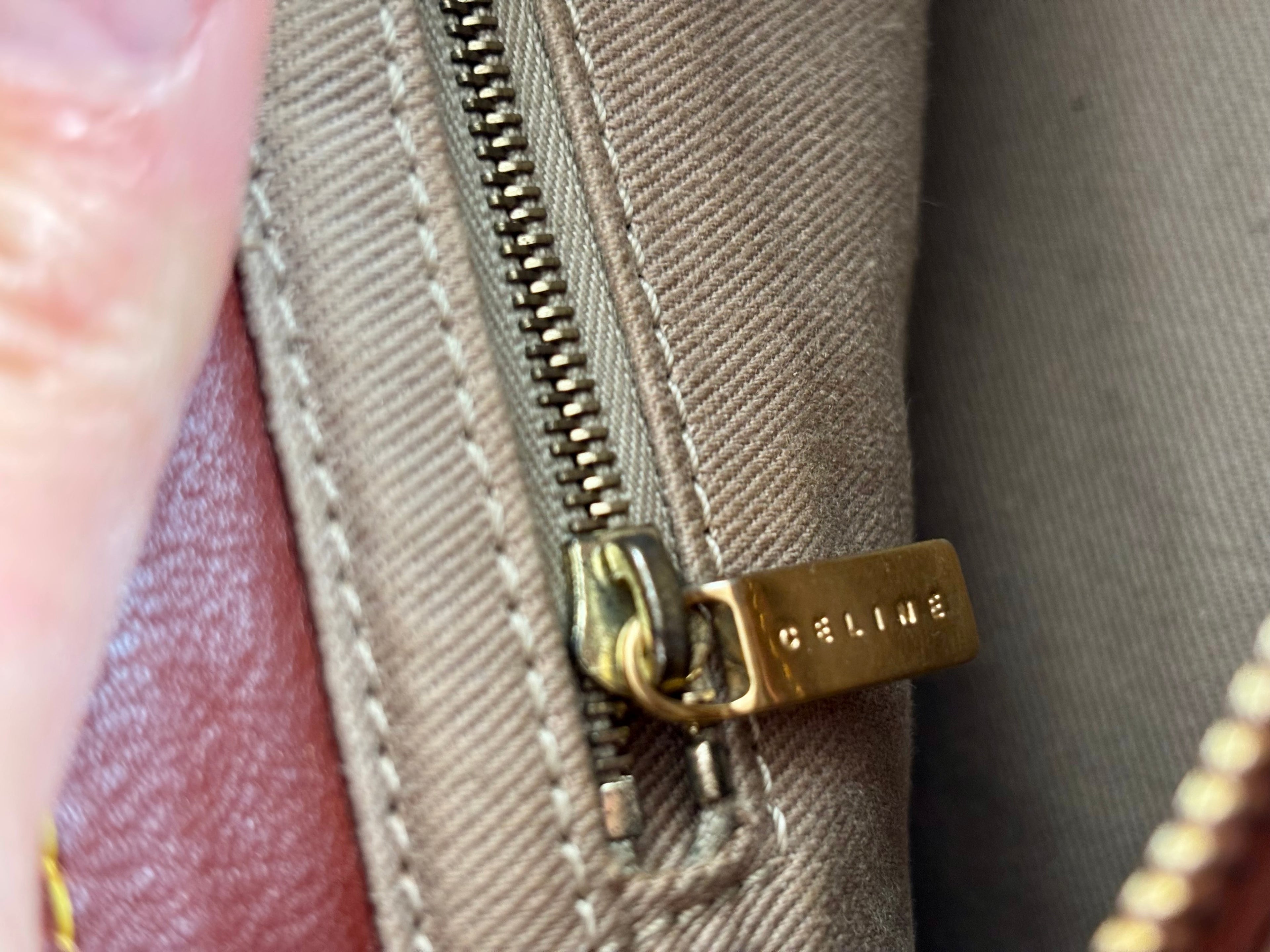 Celine Vintage 90s Brown Leather / Canvas Handbag