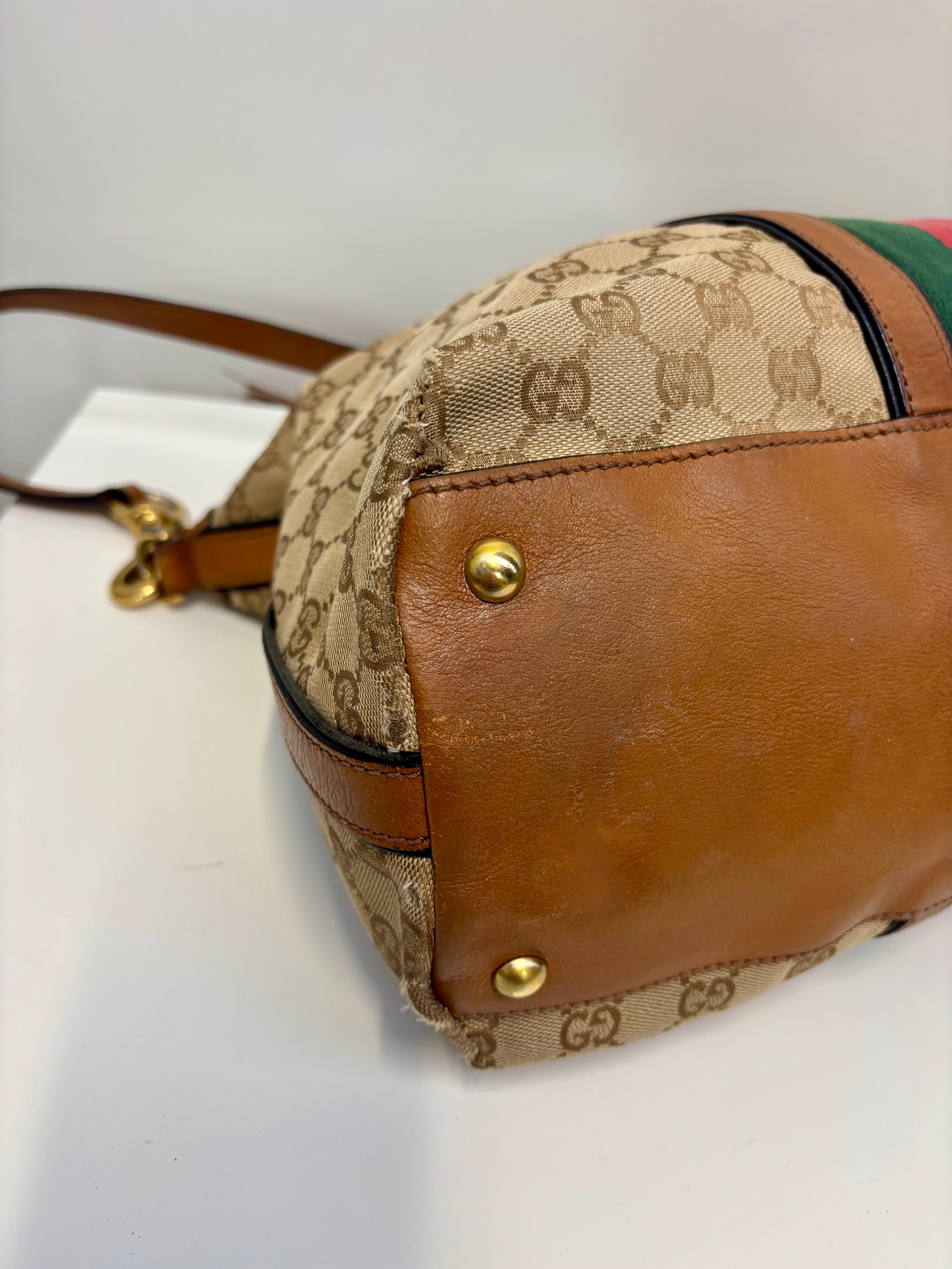 Gucci Sherry Line Handbag Brown Canvas