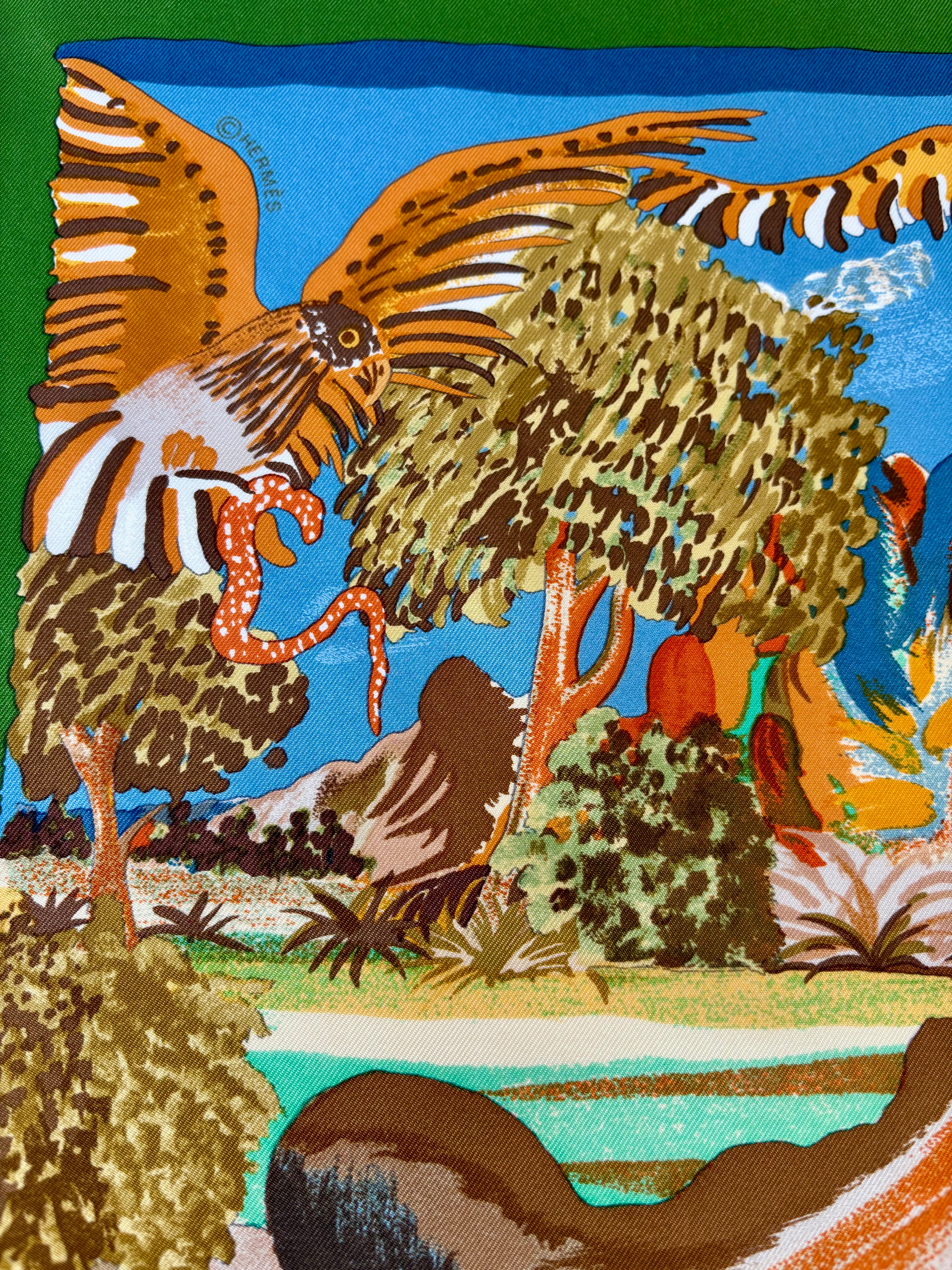Hermès Vintage Silk Scarf 90×90 Wildlife Lion Design, Made in France