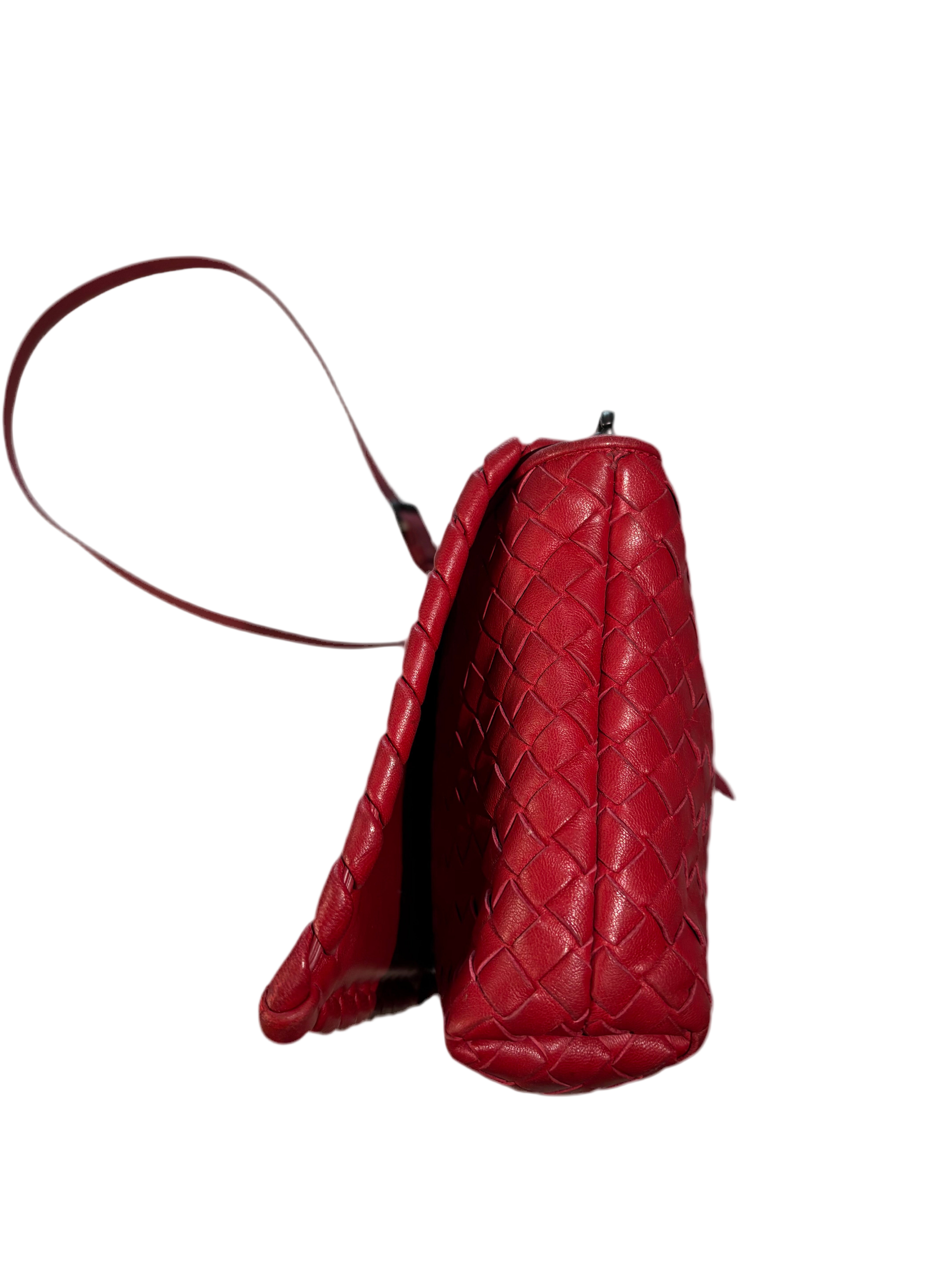 Bottega Veneta red leather shoulderbag