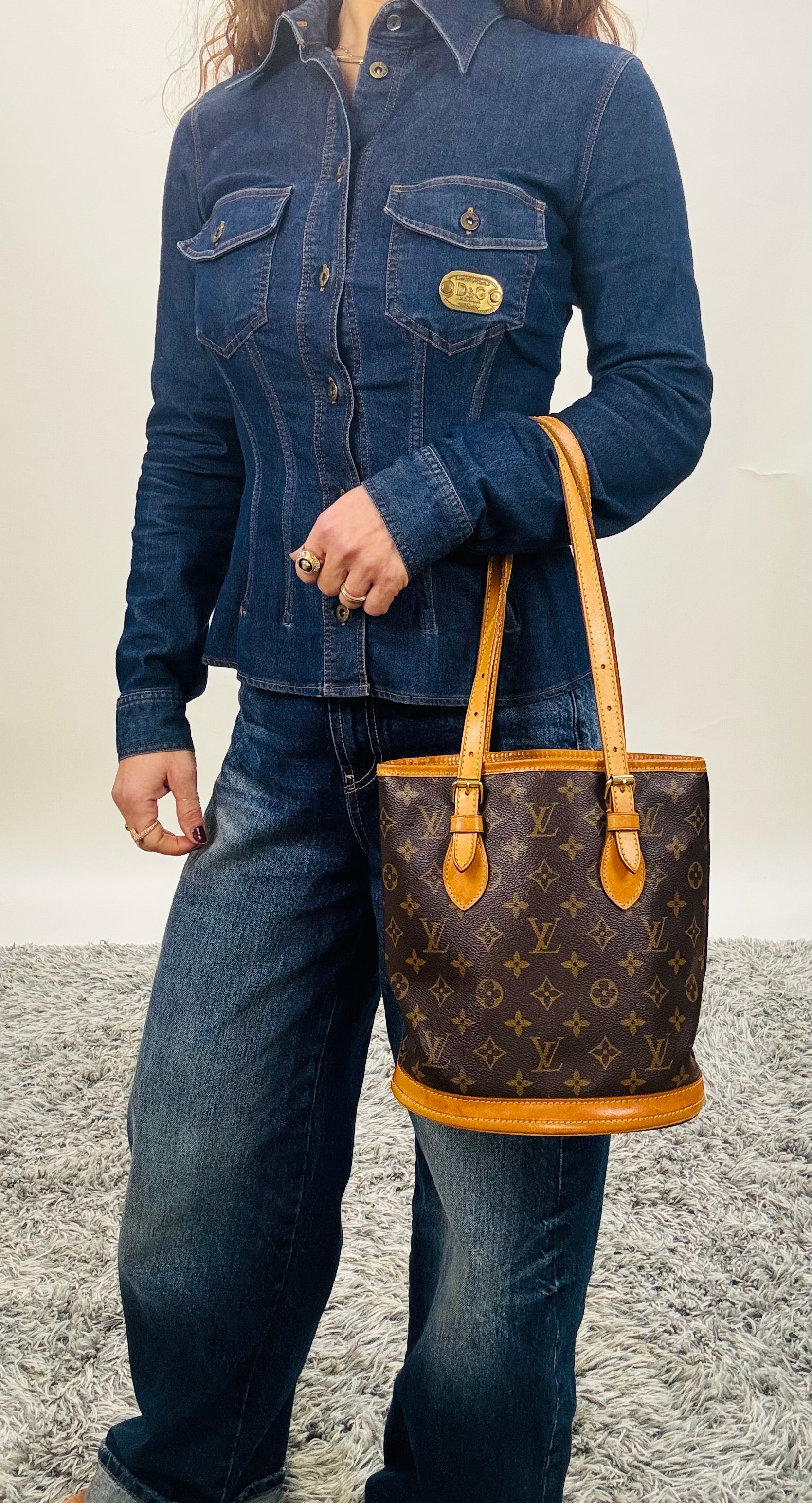 Louis Vuitton Tote Bag Bucket PM Brown Monogram