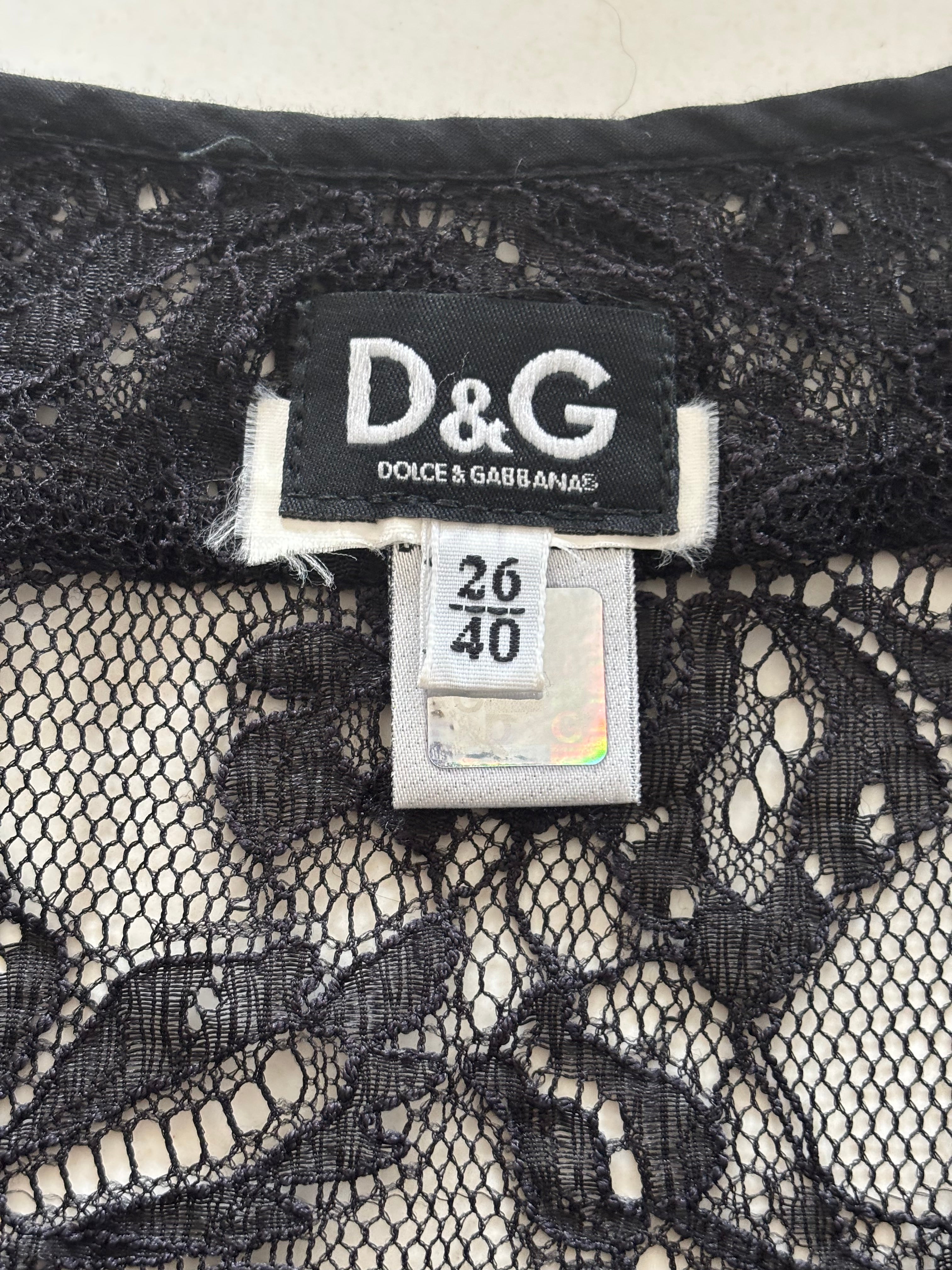 Dolce & Gabbana Vintage 90s Black Lace Top – Size IT 40 (Fits S–M)