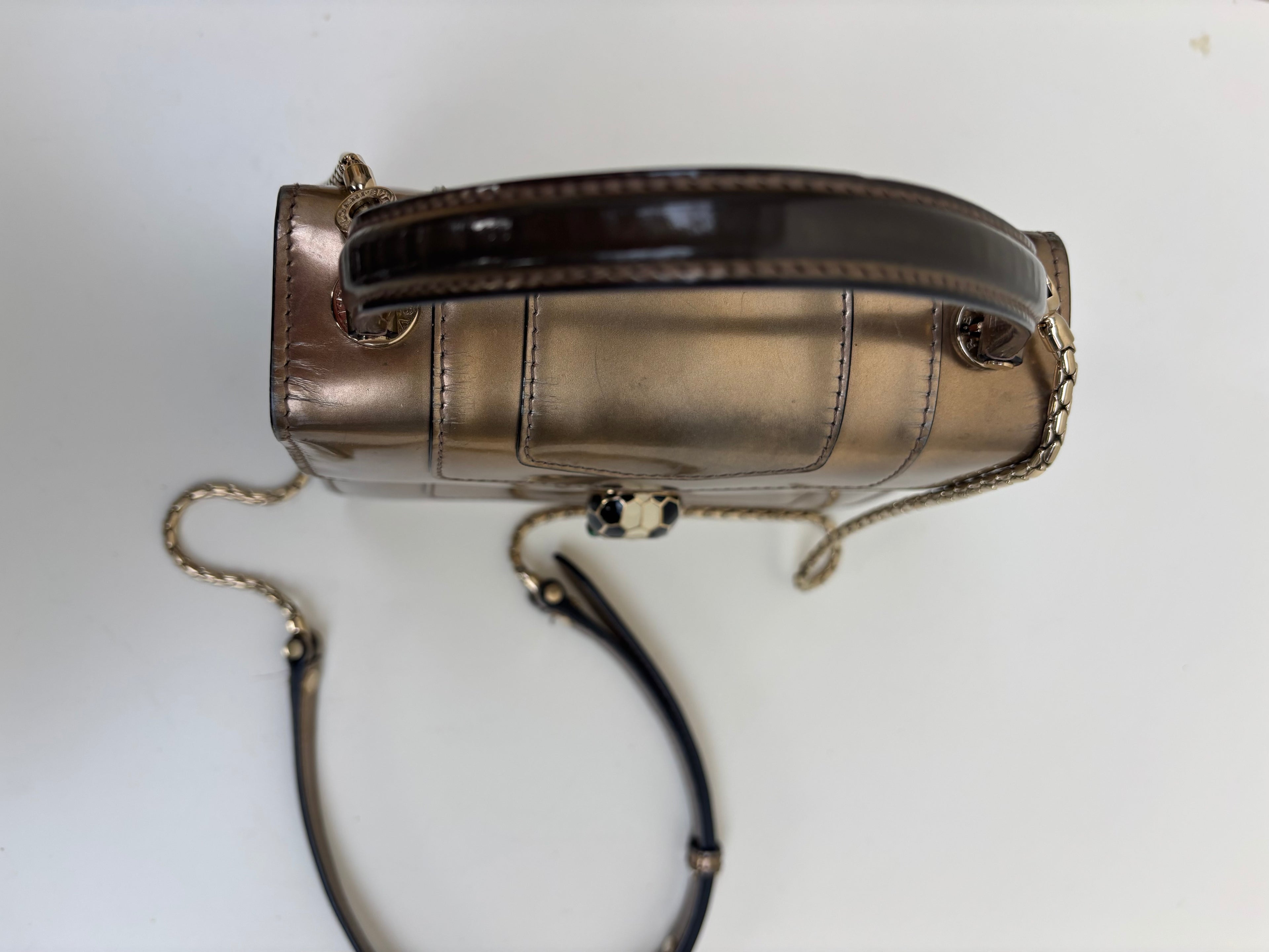 Bvlgari Serpenti Handbag Gold Leather