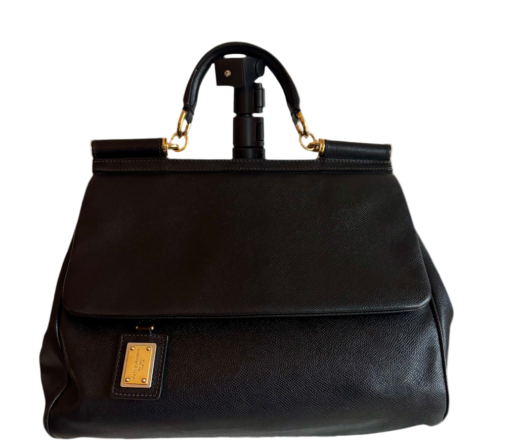 Dolce & Gabbana Vintage 90s Sicily Black Leather Handbag