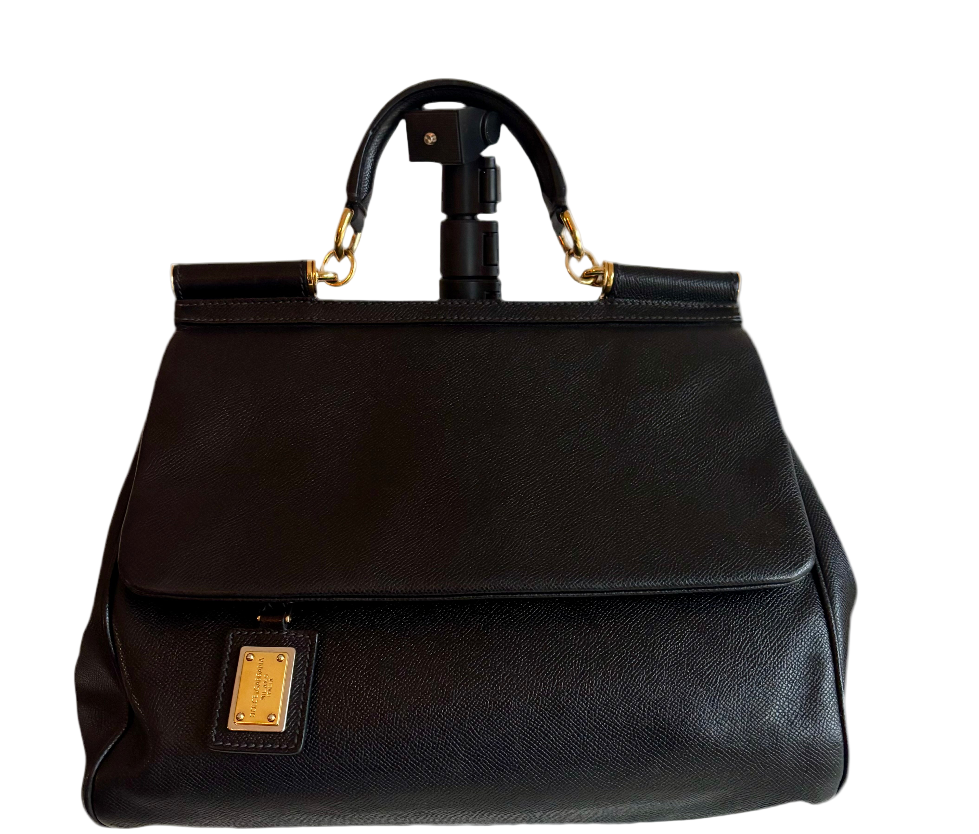 Dolce & Gabbana Vintage 90s Sicily Black Leather Handbag